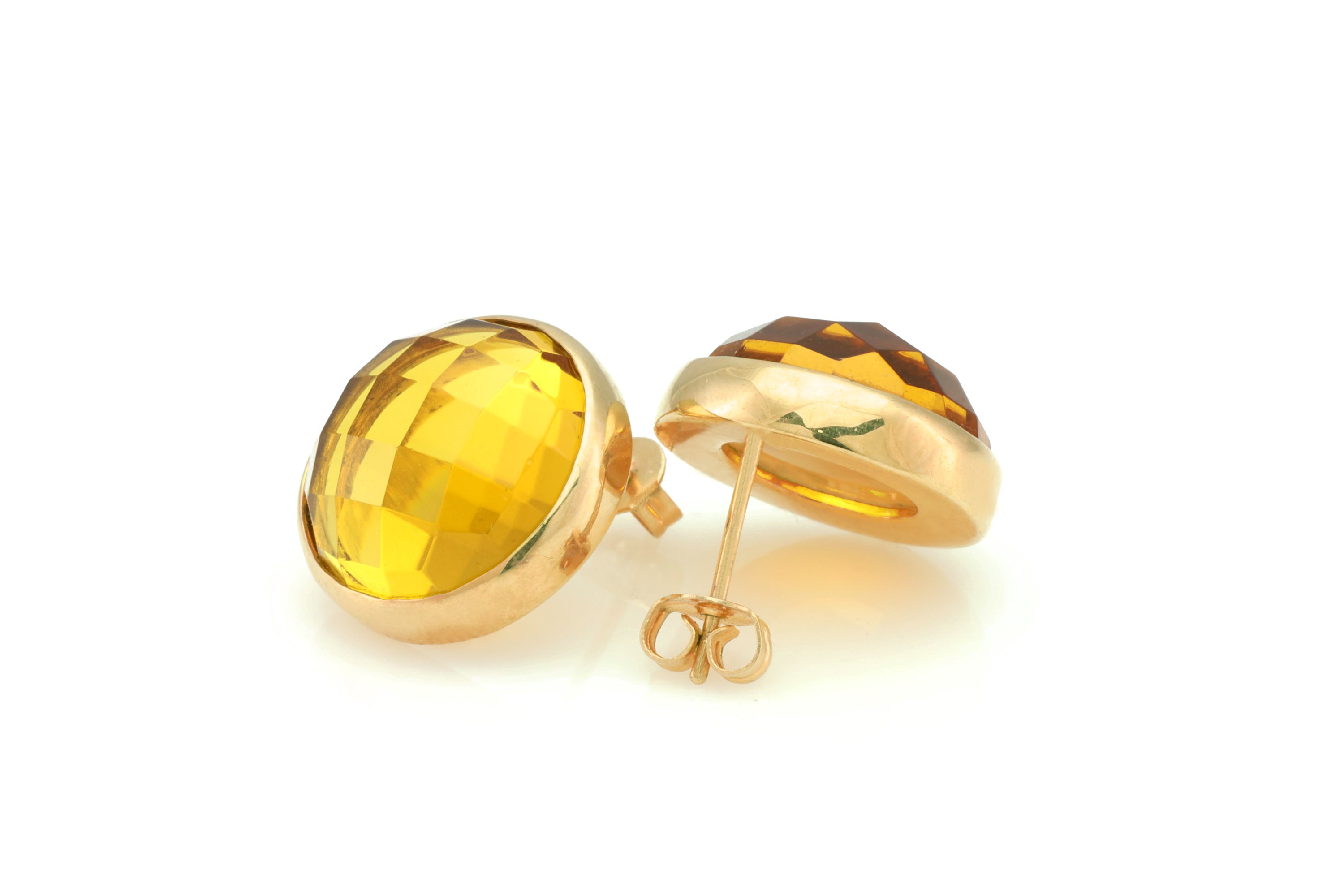 Big Bezel Set Citrine Statement Earrings in 14k Solid Gold Earrings Anemone Limited