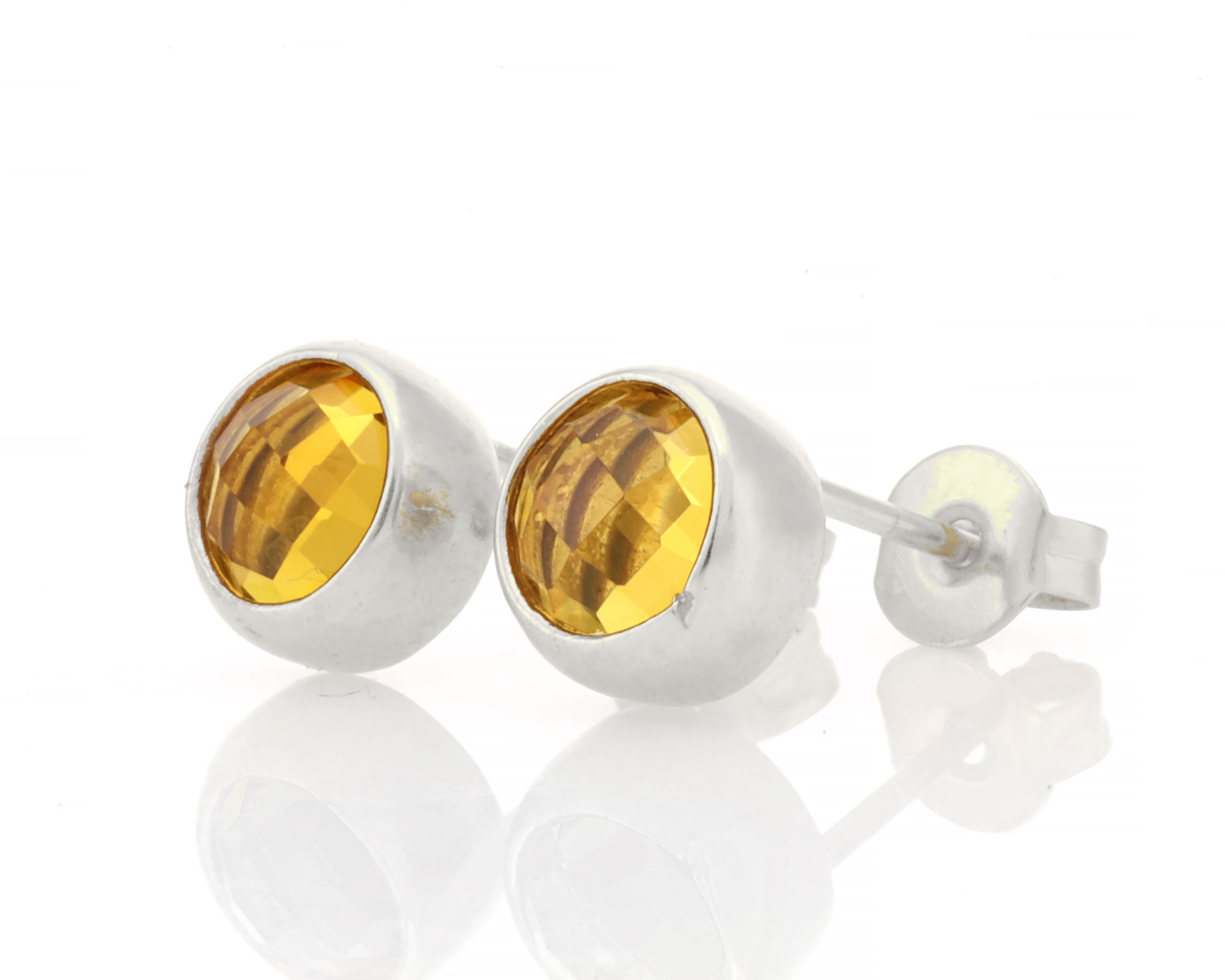 Delicate Citrine Gemstone Bezel Set Rose Gold Earrings Earrings Anemone Limited