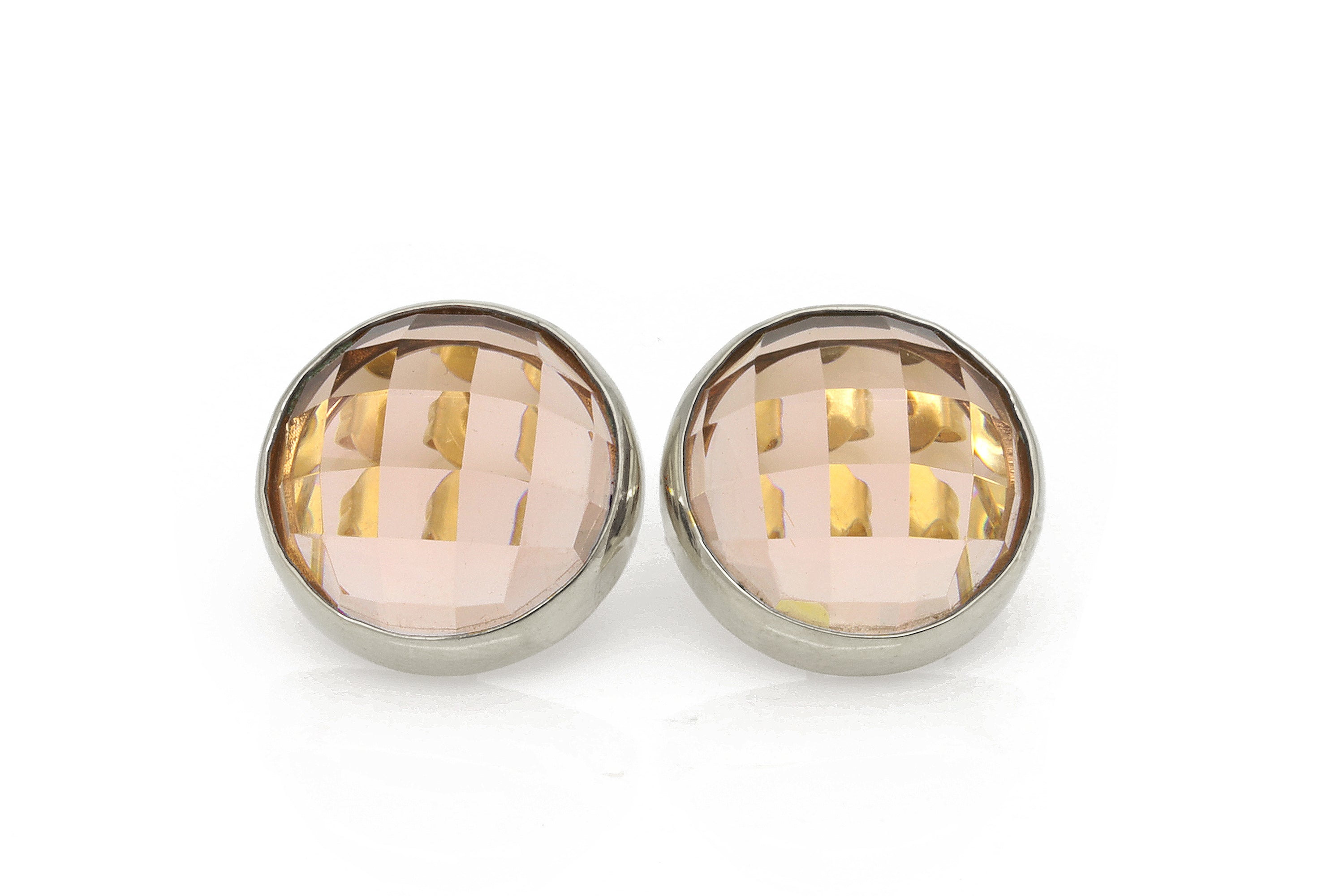 Morganite Gold Bezel Statement Stud Earrings Earrings Anemone Limited