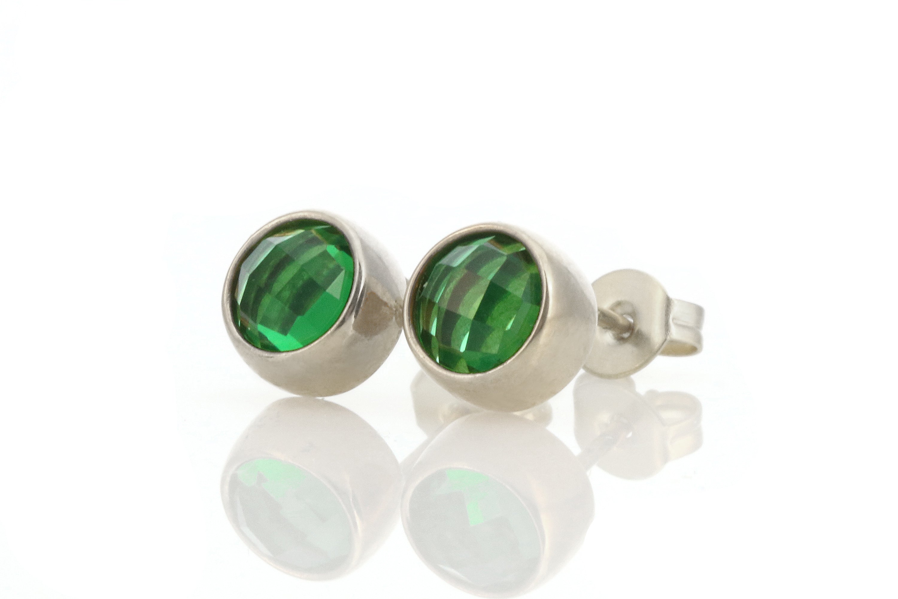 Stunning Round Bezel Set Gold Emerald Earrings Earrings Anemone Limited
