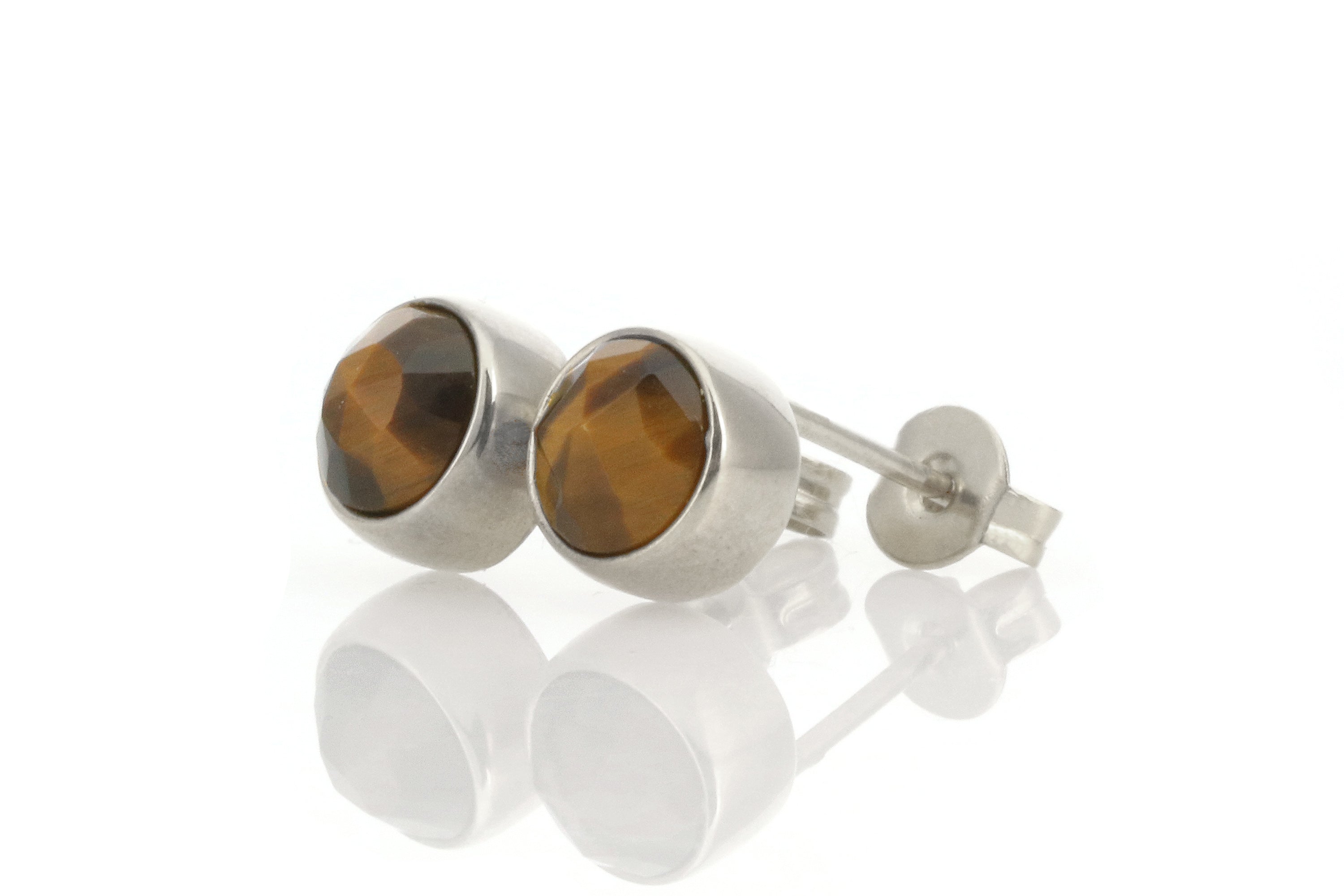 Stunning Silver Bezel Set Tiger Eye Earrings Earrings Anemone Limited