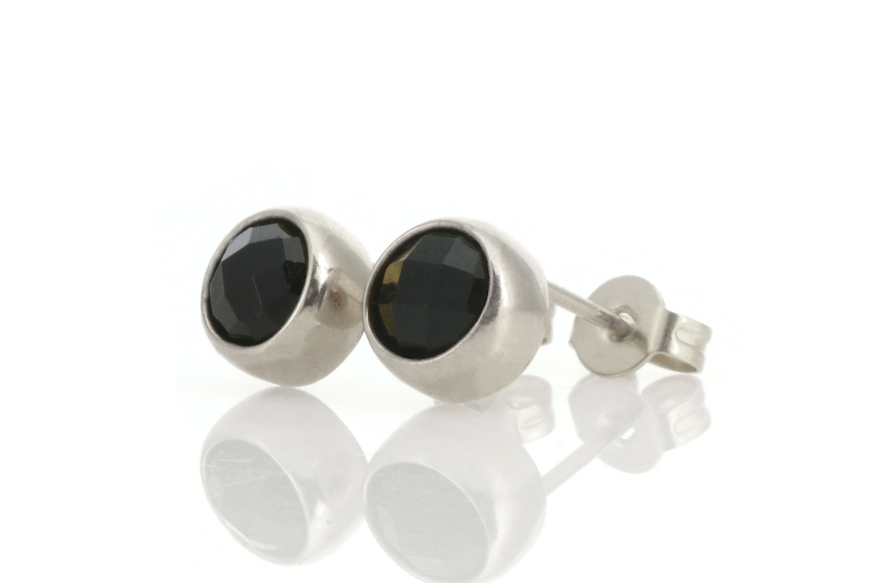Black Onyx Bezel Set Earrings in 14k Solid Gold Earrings Anemone Limited