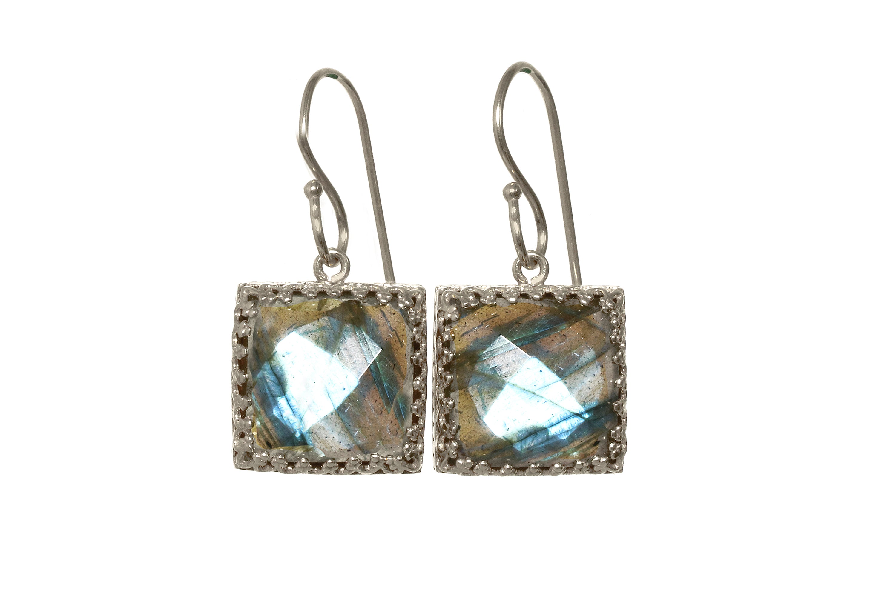 Statement Natural Labradorite Gold Earrings Earrings Anemone Jewelry