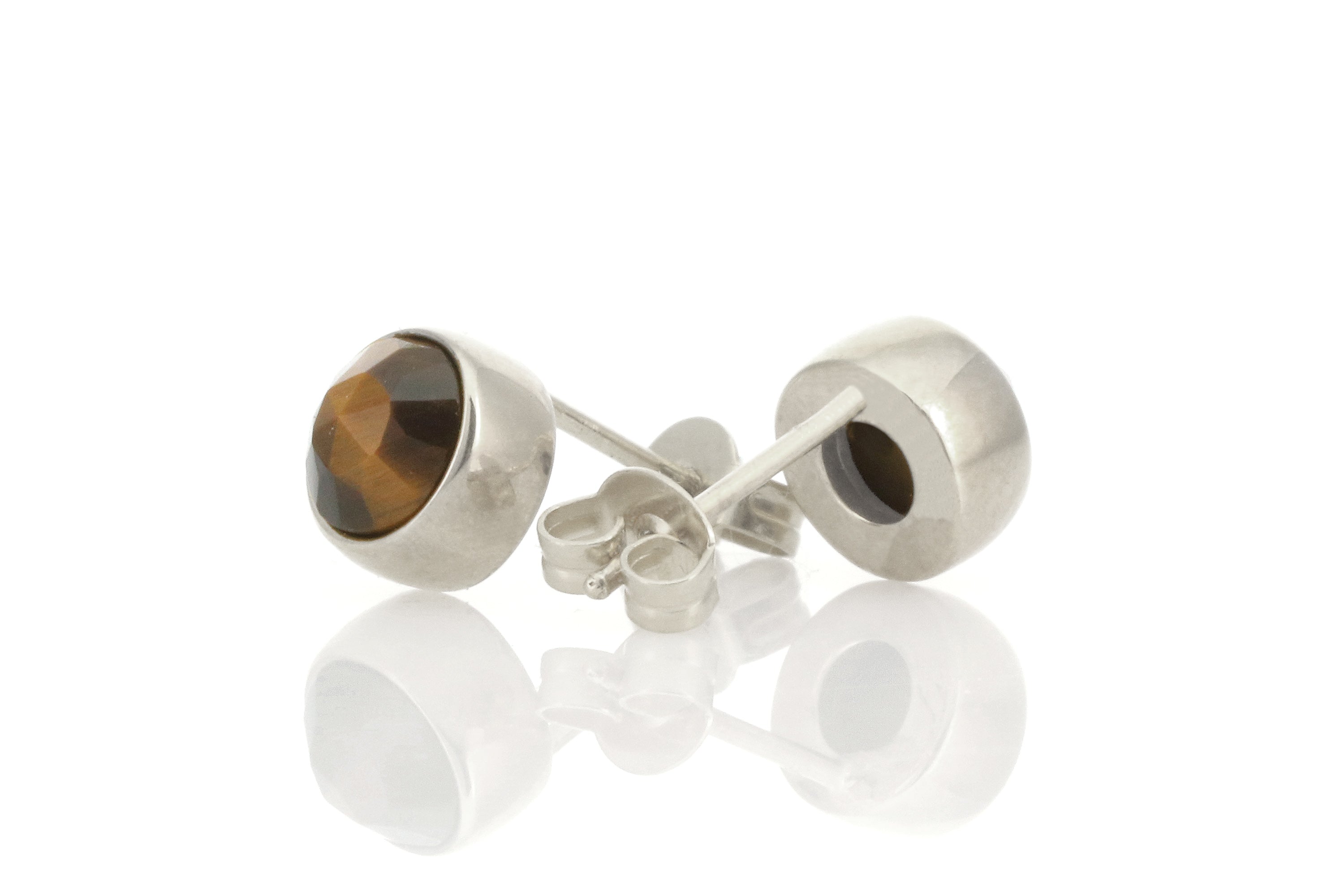 Stunning Silver Bezel Set Tiger Eye Earrings Earrings Anemone Limited