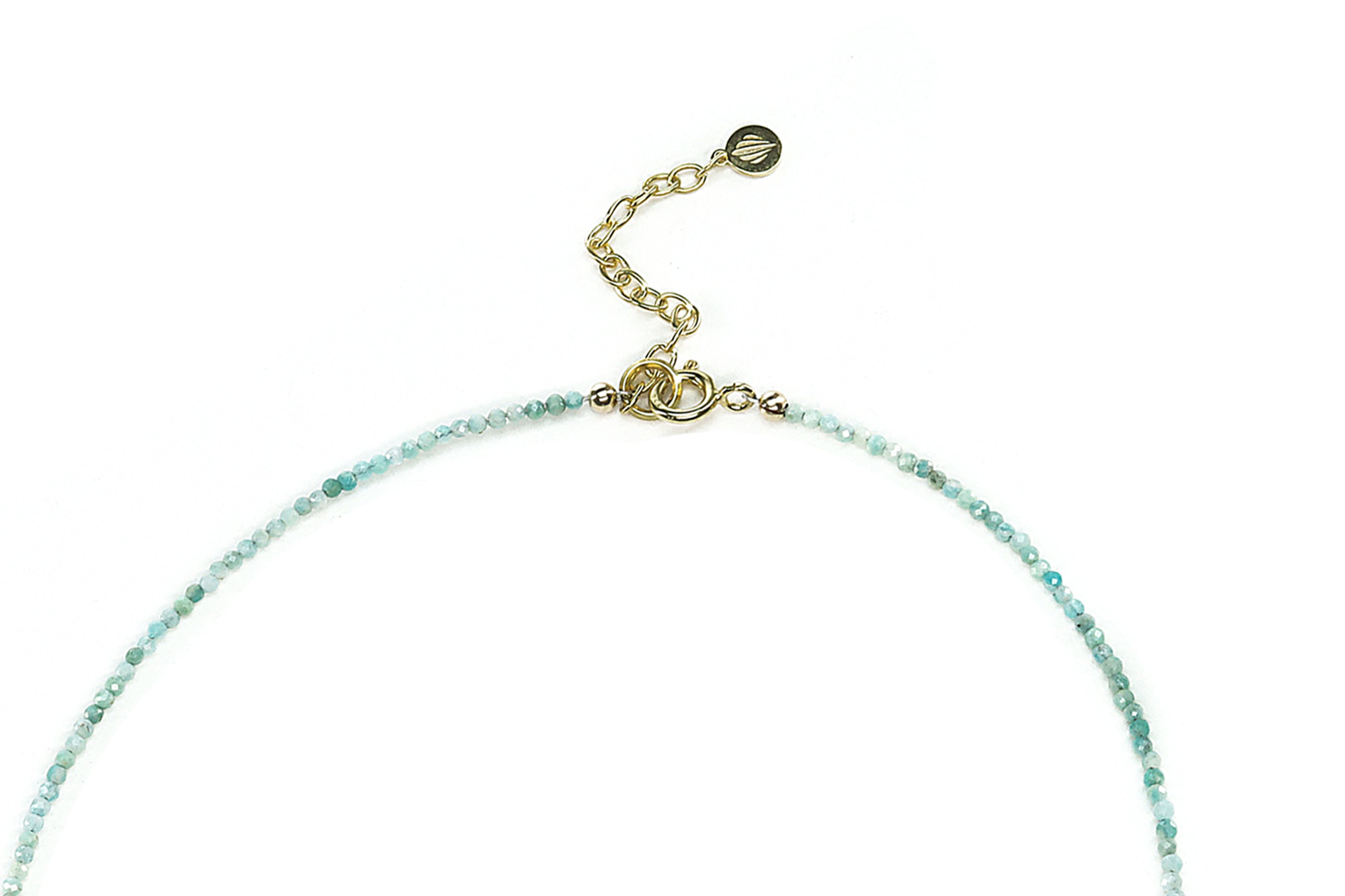 Minimalist 2mm Amazonite Beaded Necklace with Gold Clasp necklaces Anemone Unique