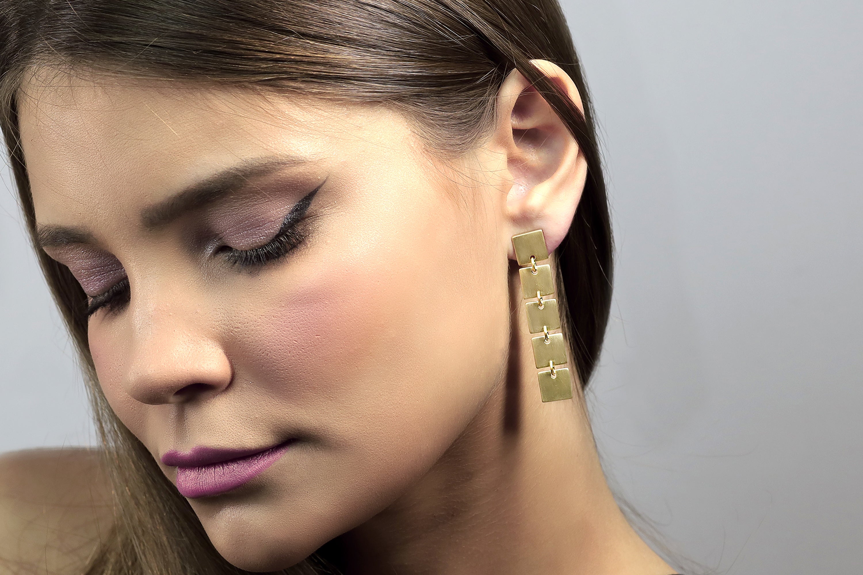 Handmade Geometric Squares Gold Earrings Earrings Anemone Jewelry