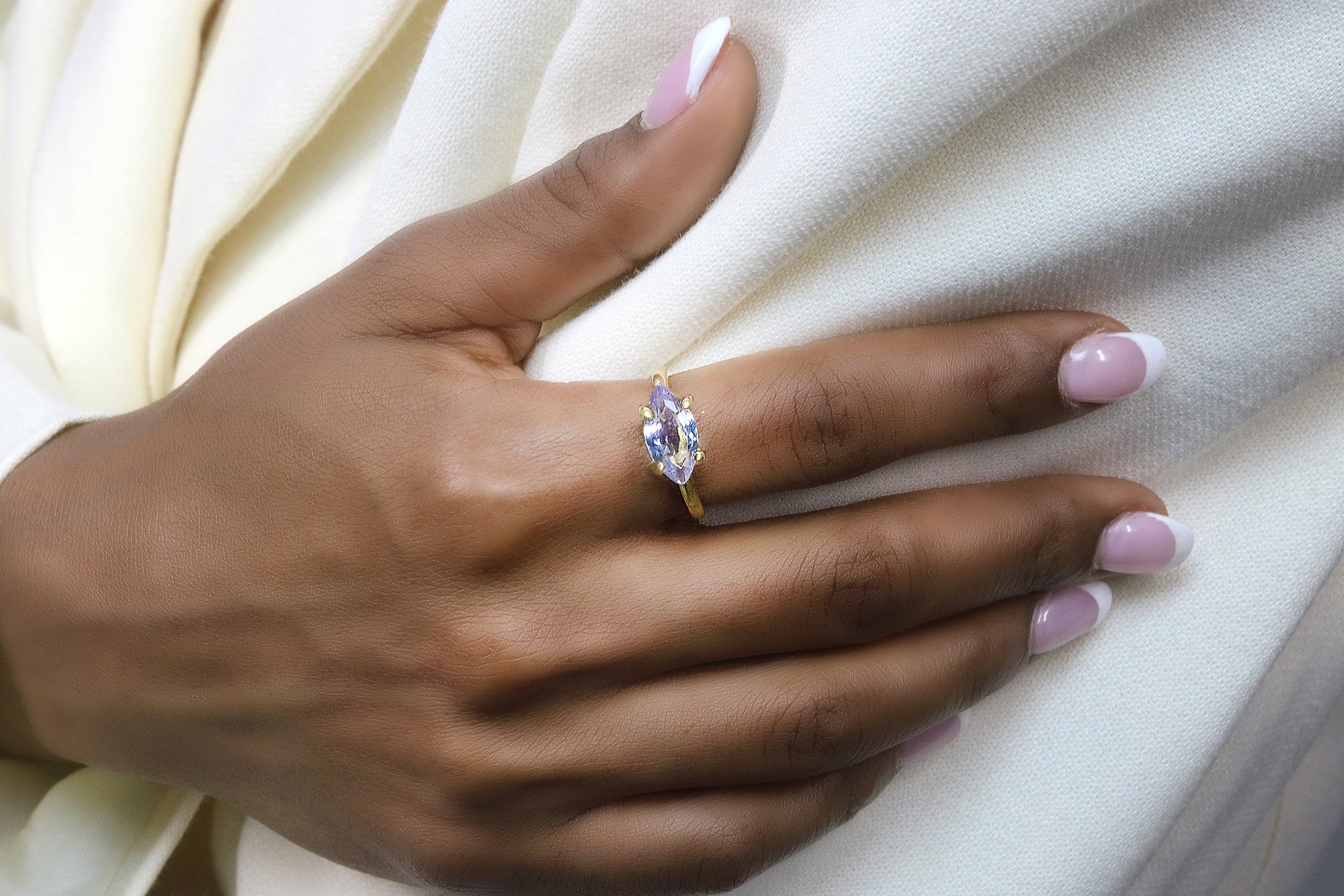 Gold Tanzanite Marquise Cut Solitaire Gemstone Ring Rings Anemone Unique