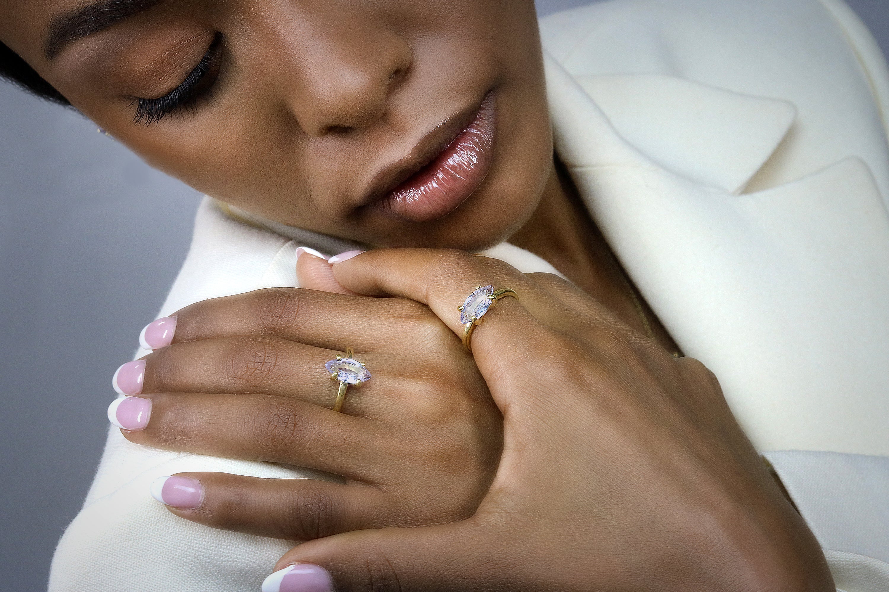 Gold Tanzanite Marquise Cut Solitaire Gemstone Ring Rings Anemone Unique