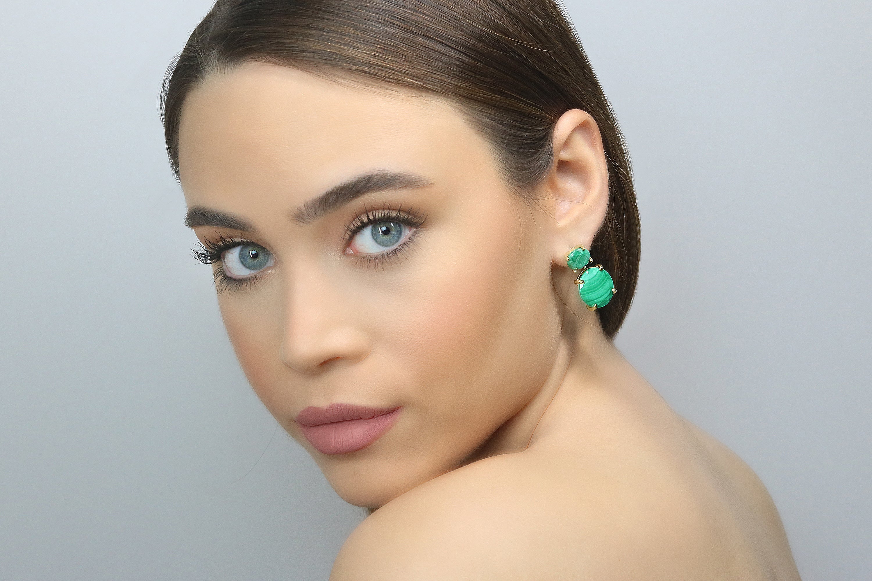 Sophisticated Dangling Gold Malachite Earrings Earrings Anemone Jewelry