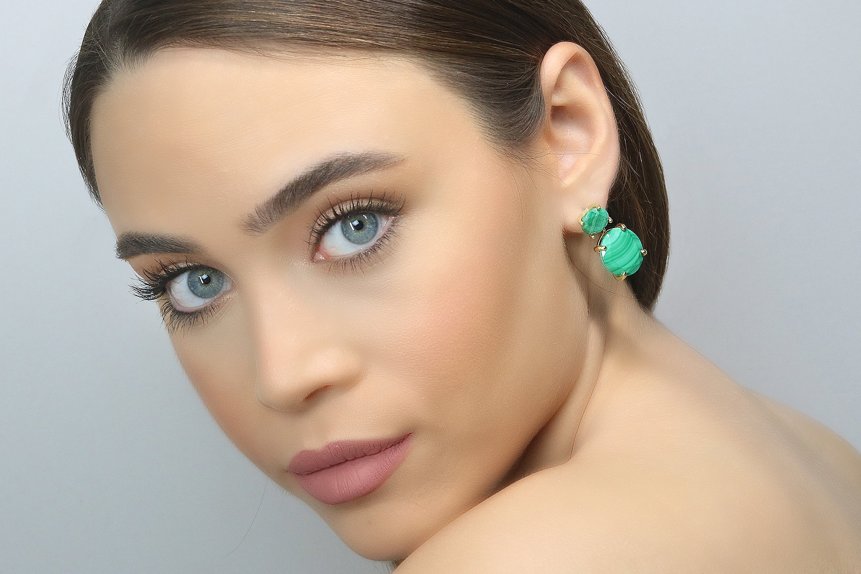 Sophisticated Dangling Gold Malachite Earrings Earrings Anemone Jewelry