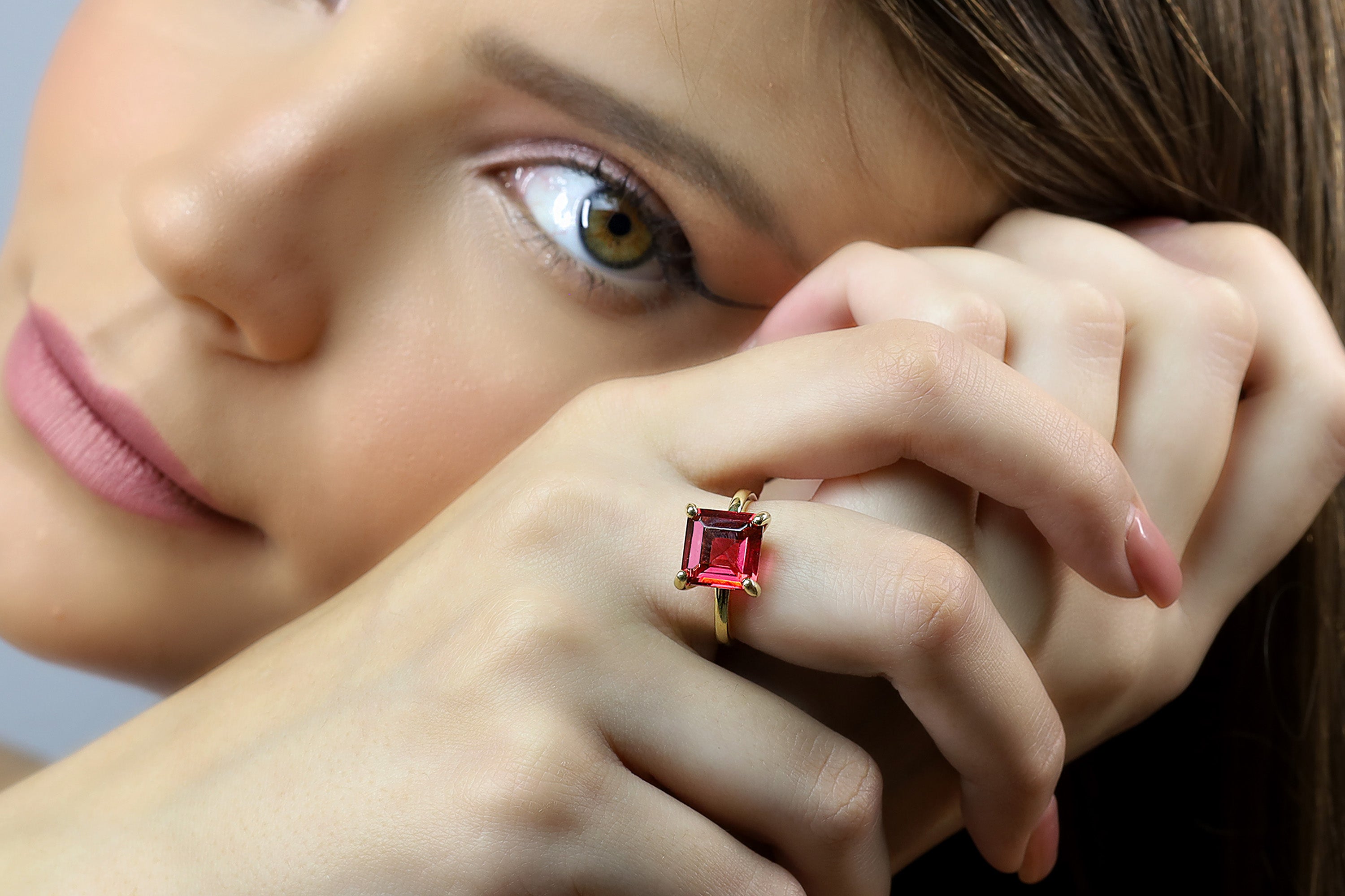 14k Square Cut Pink Tourmaline Ring Rings Anemone Unique