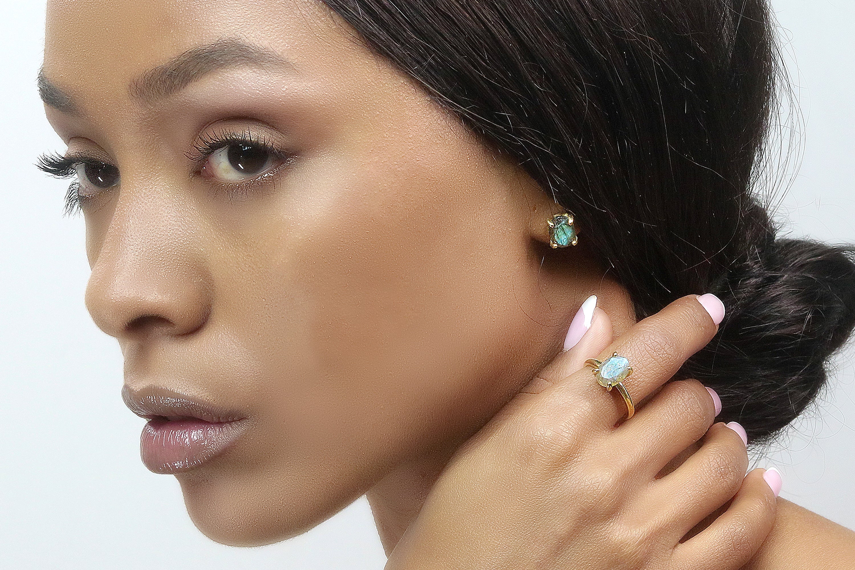 Luminescent Labradorite Earrings in Gold Filled Earrings Anemone Unique