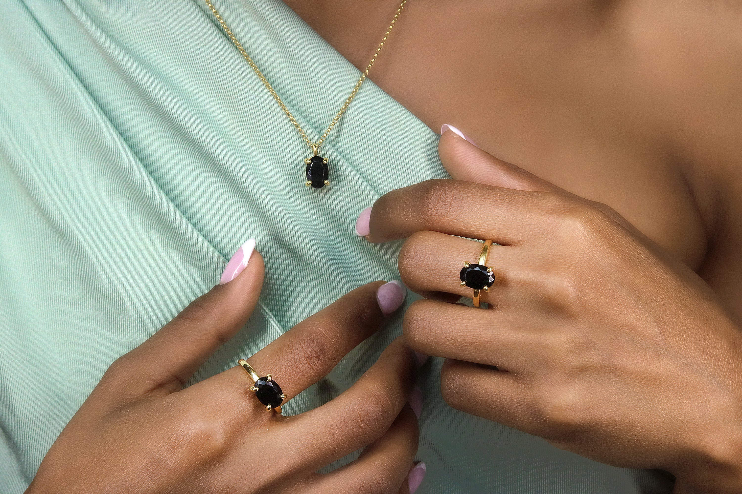 Black Onyx Ring in Sterling Silver Rings Anemone Unique