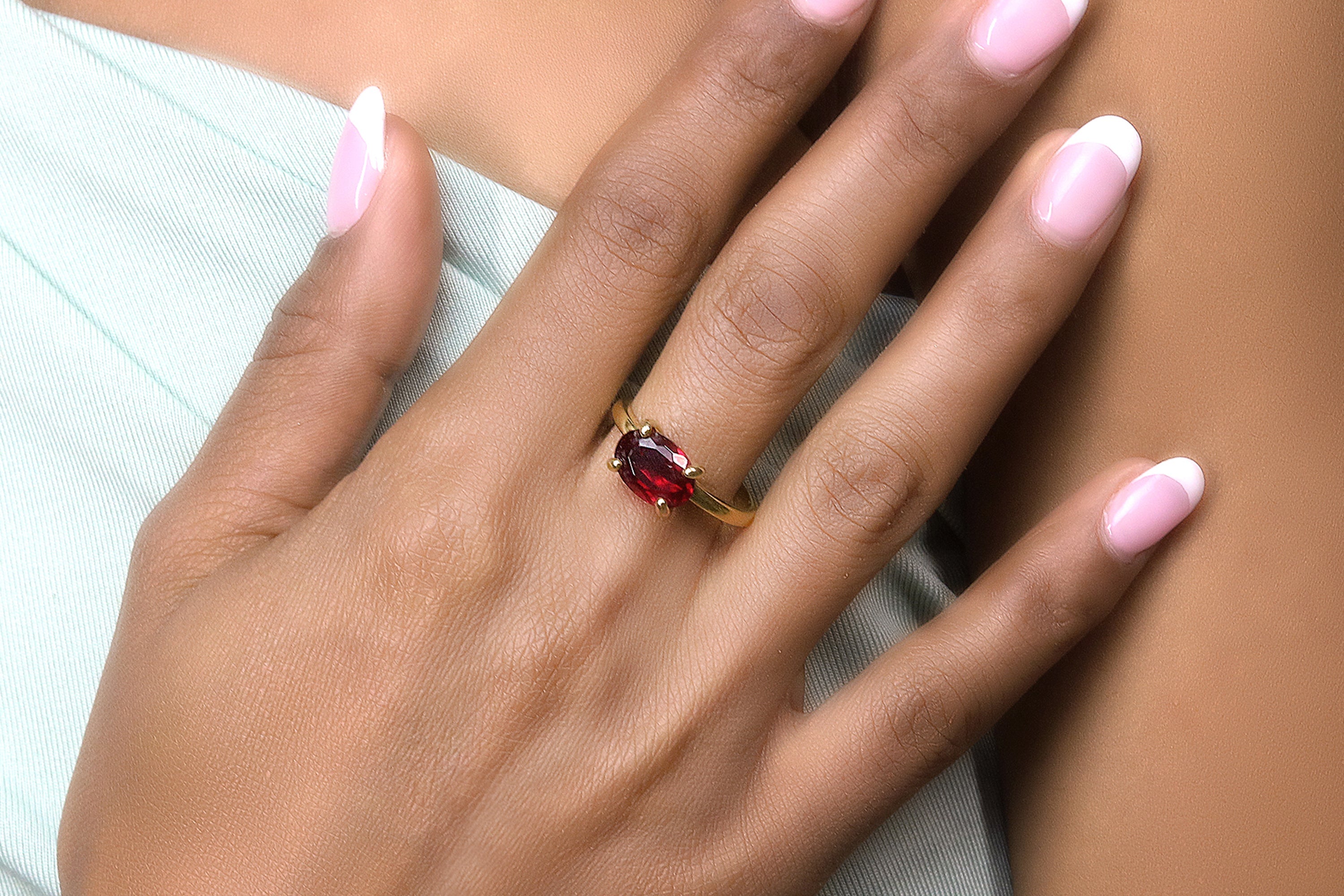 Vibrant Solitaire Garnet Sterling Silver Ring Rings Anemone Unique