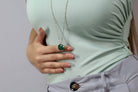 Purse Green Onyx Pendant Gold Necklace necklaces Anemone Limited