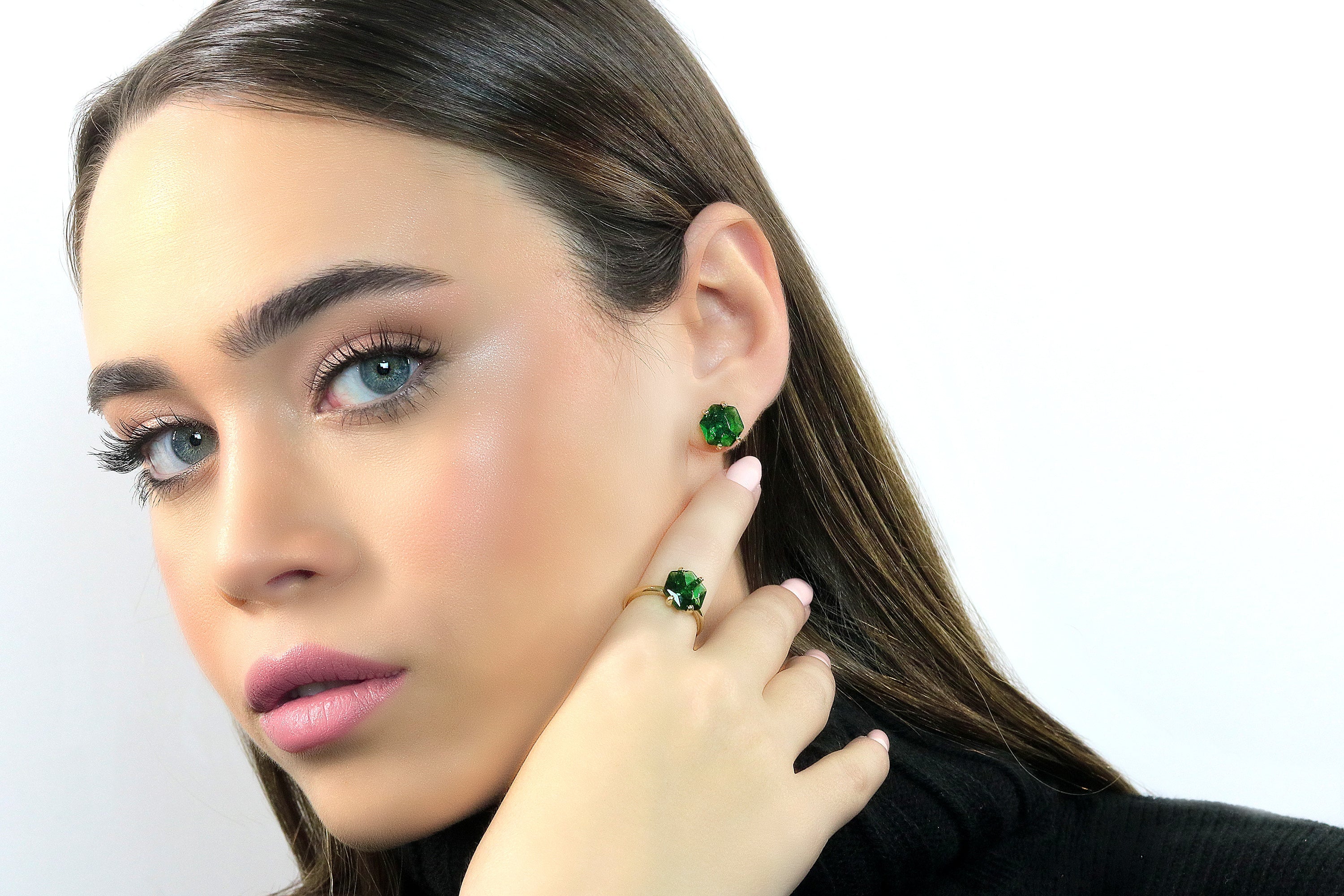 Amazing Emerald Sterling Silver Ring Rings Anemone Unique