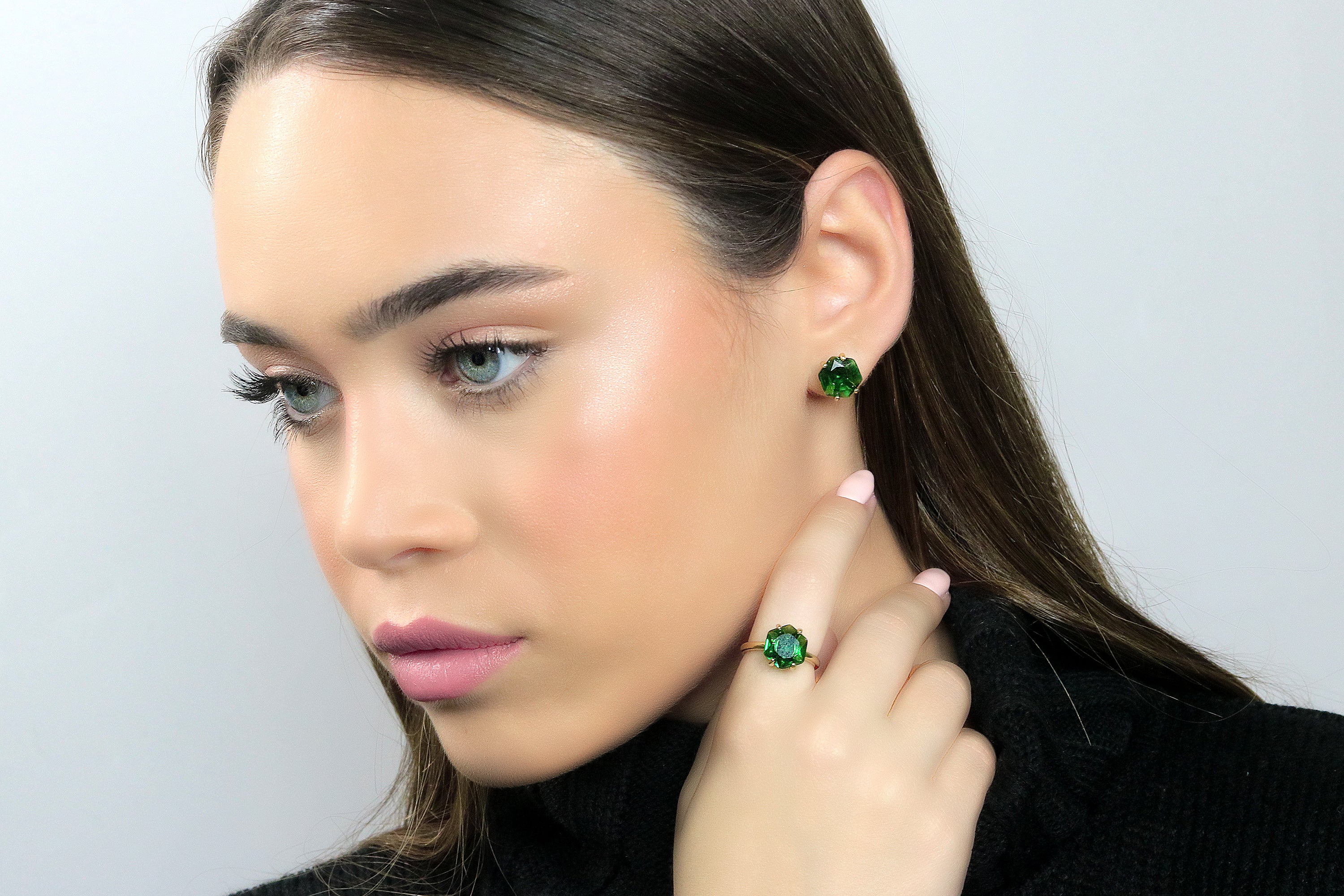 Artisan Rose Gold Emerald Ring Rings Anemone Unique