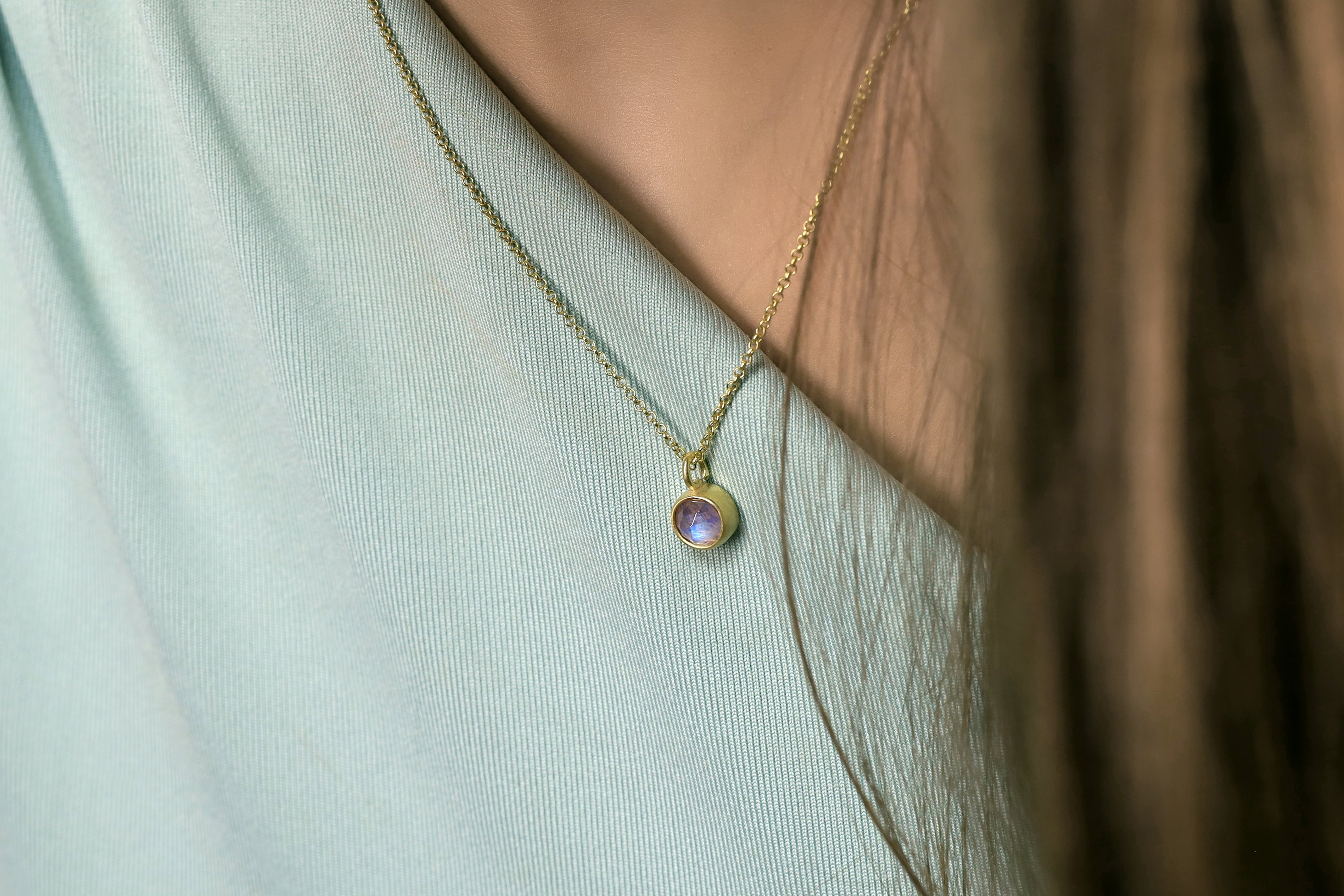 Moonstone Gold Bezel Pendant Necklace necklaces Anemone Limited