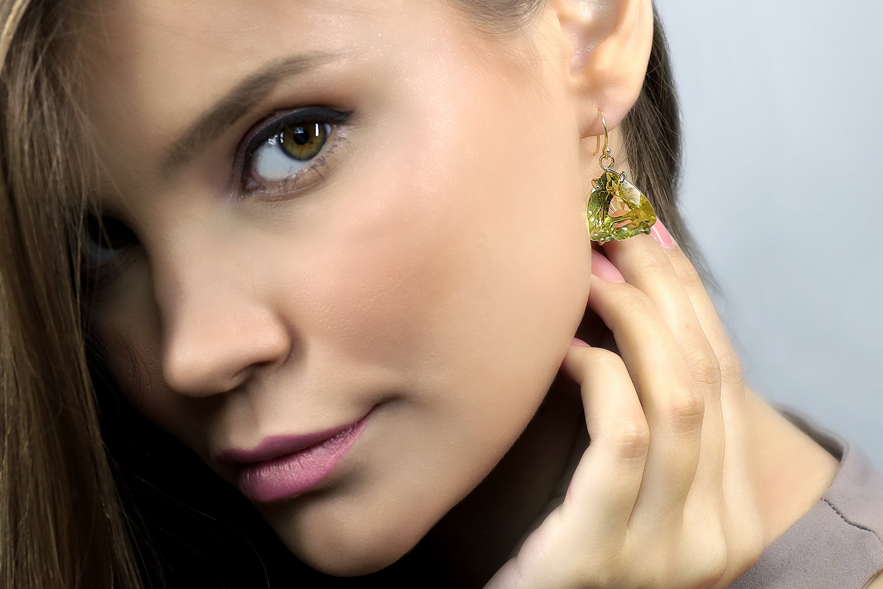 Trillion Cut Lemon Quartz Sterling Silver Earrings Earrings Anemone Jewelry