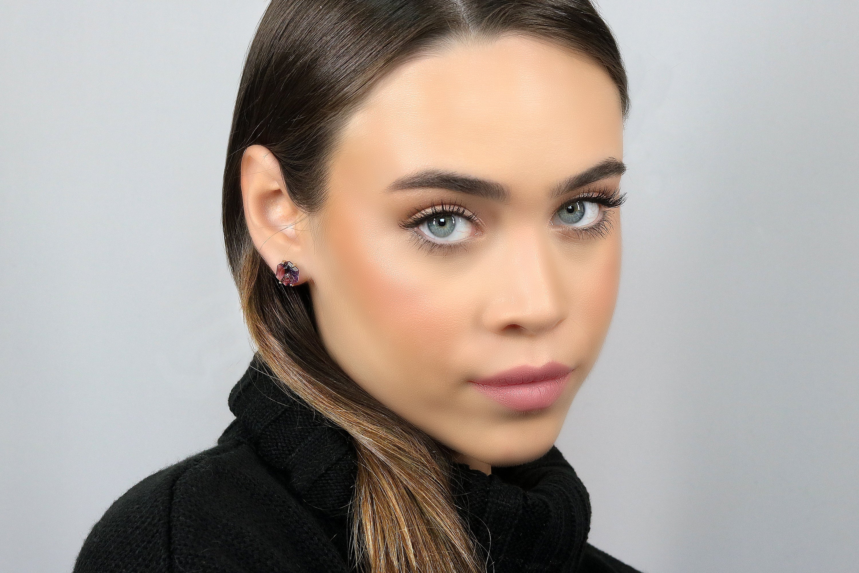 Lovely Amethyst Stud Earrings in Gold Earrings Anemone Unique