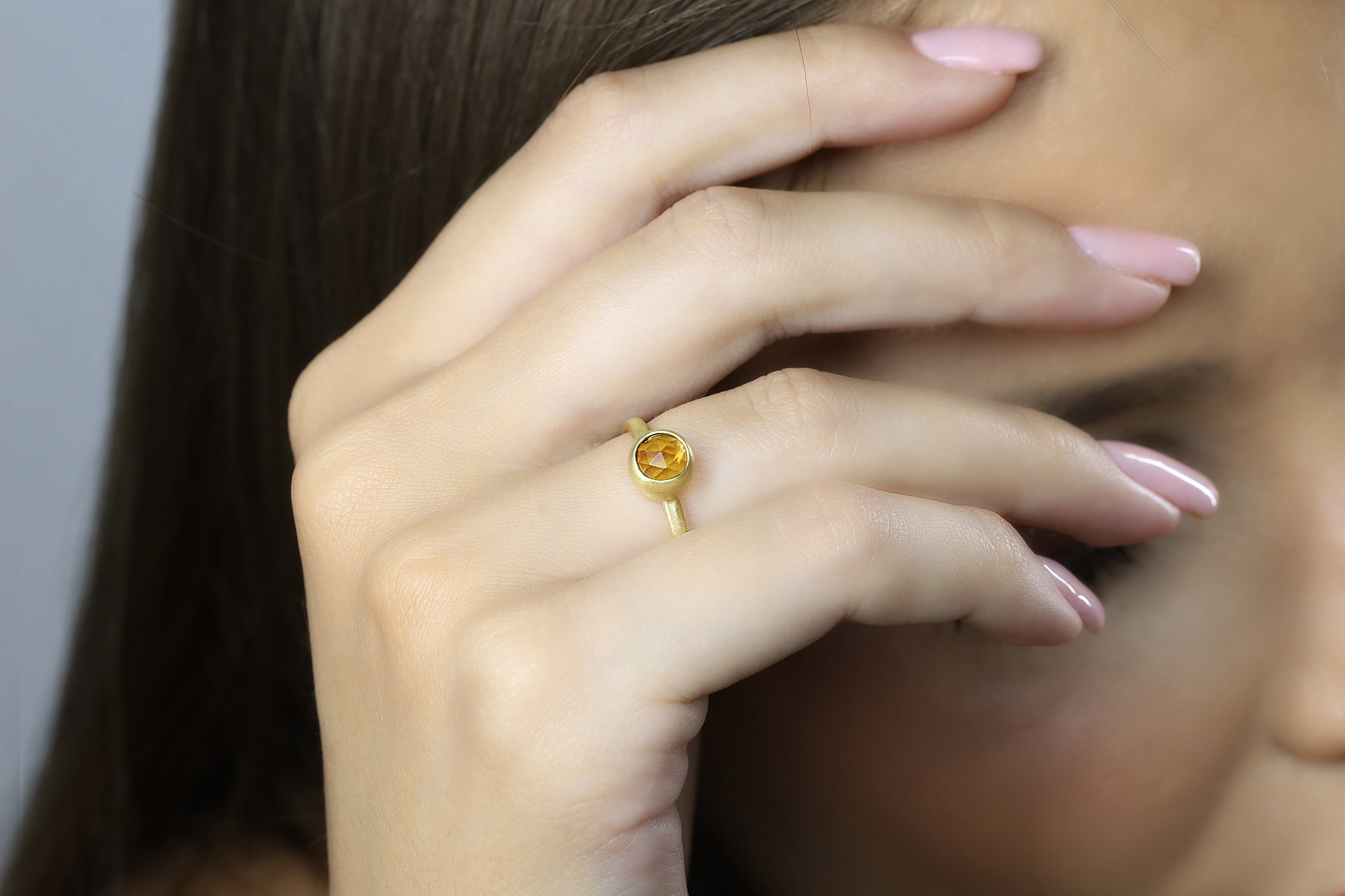 Gold Citrine Stacking Ring Rings Anemone Limited