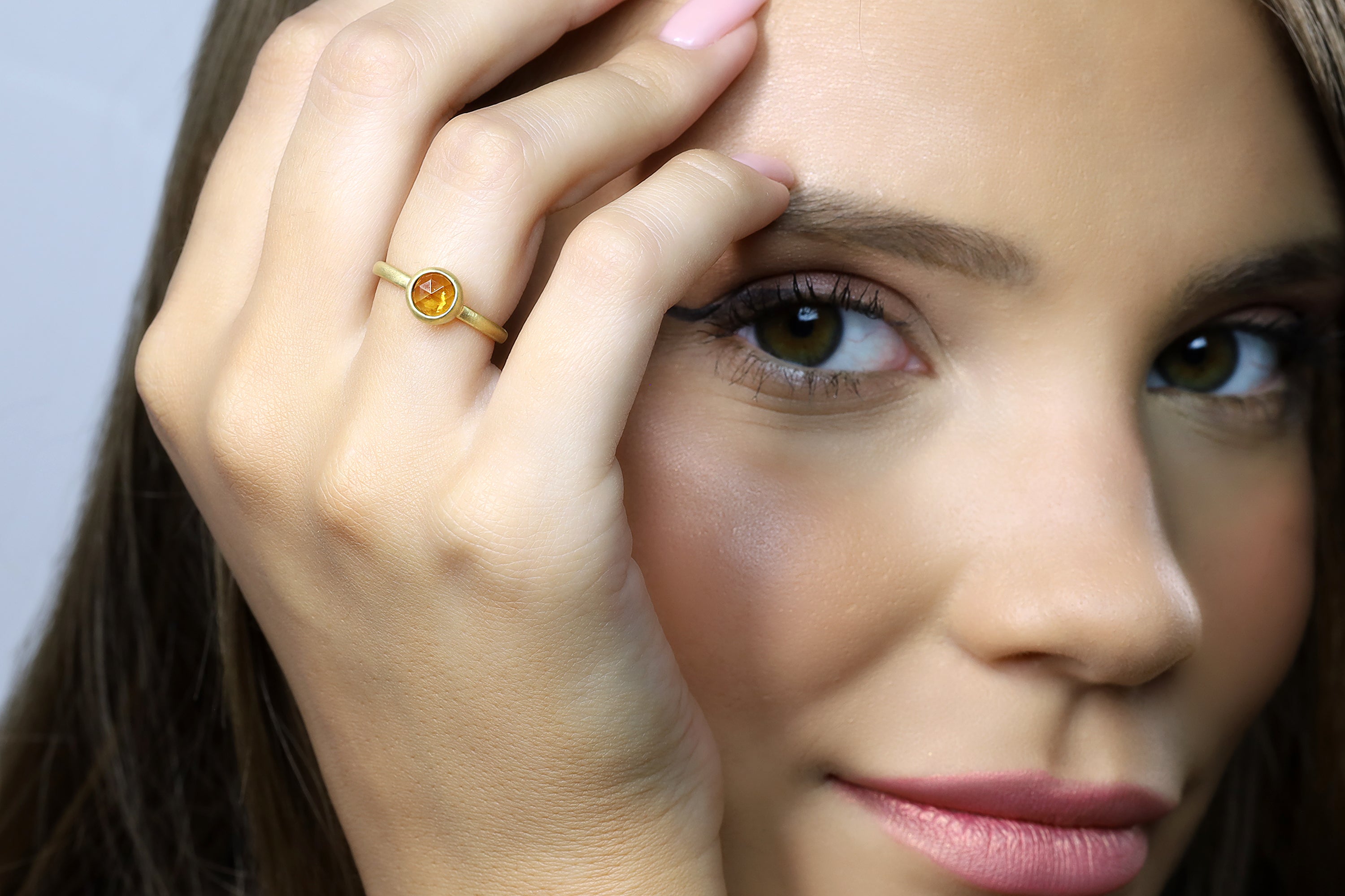 Gold Citrine Stacking Ring Rings Anemone Limited
