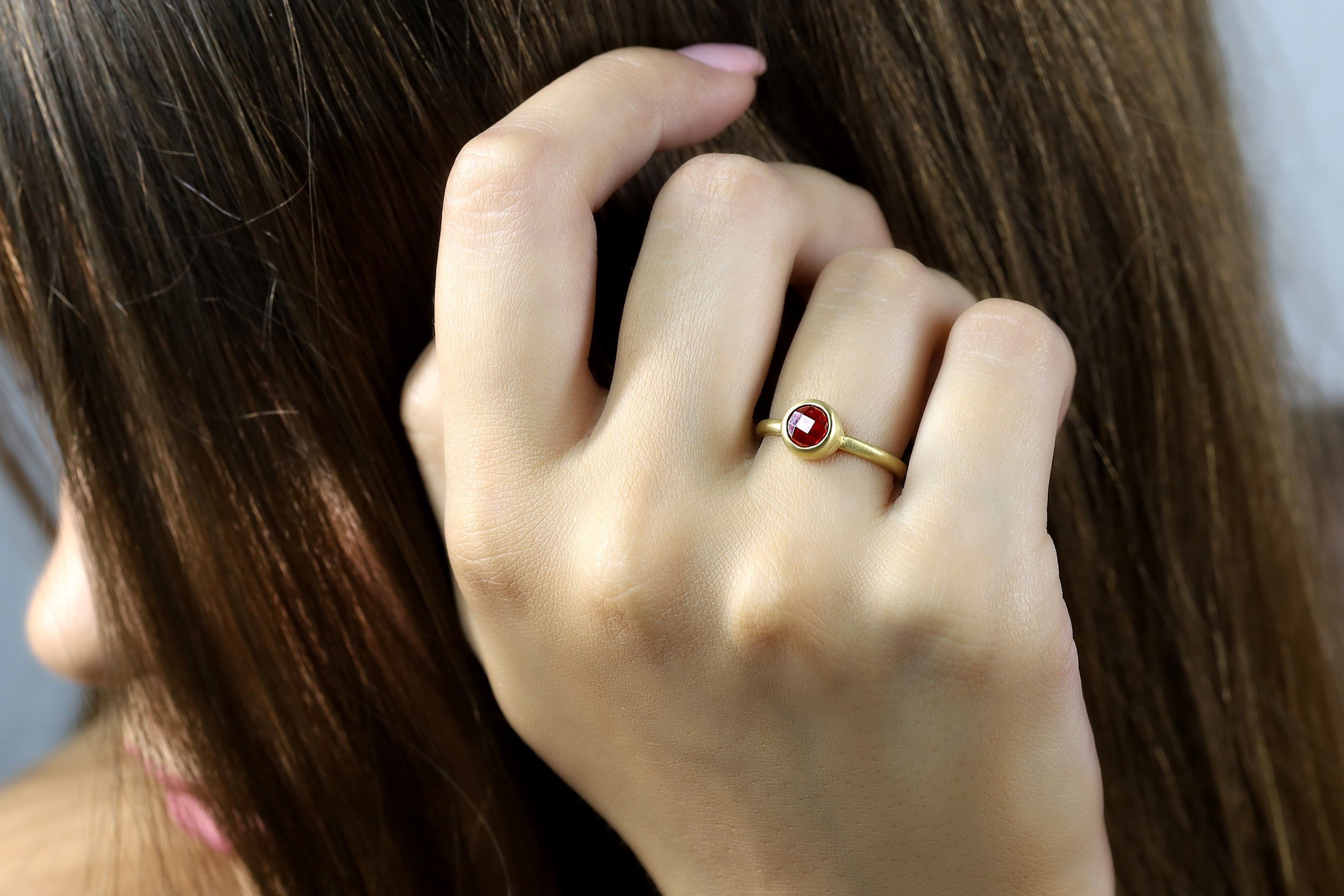 Elegant Garnet 18k Gold Bezel Setting Ring Rings Anemone Limited