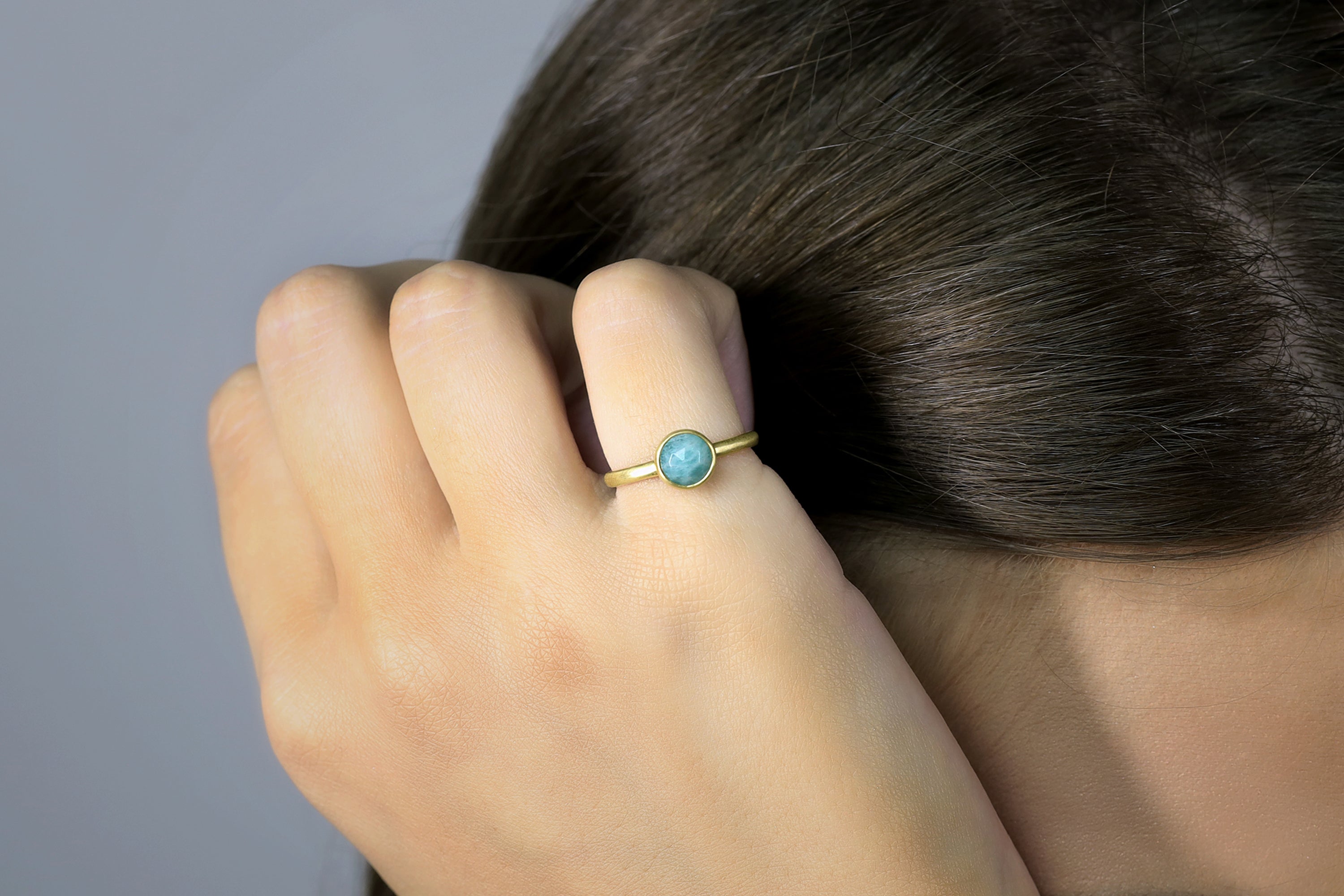 Sterling Silver Amazonite Stacking Bezel Ring Rings Anemone Limited