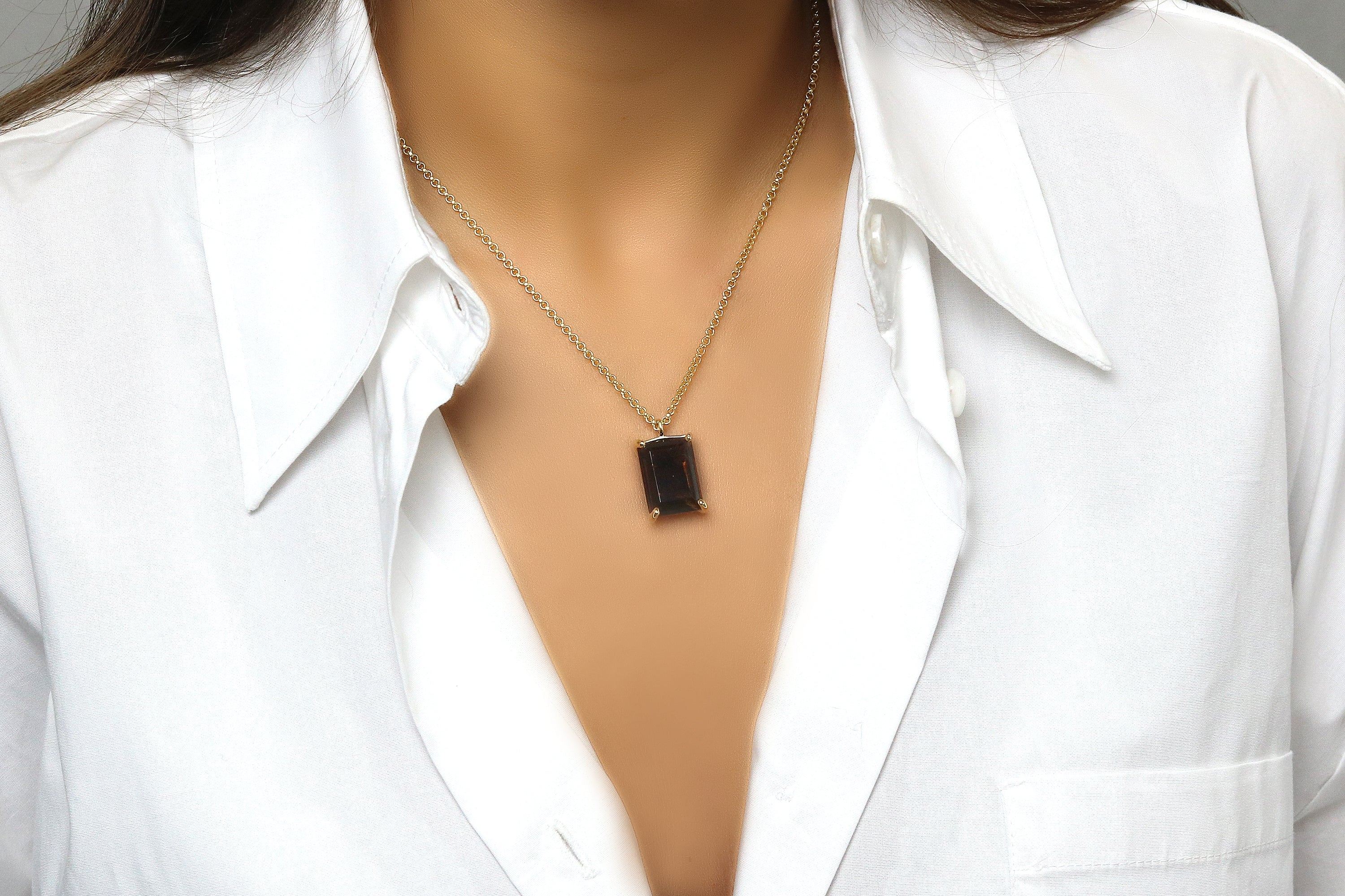 Rectangle Smoky Quartz Necklace necklaces Anemone Jewelry