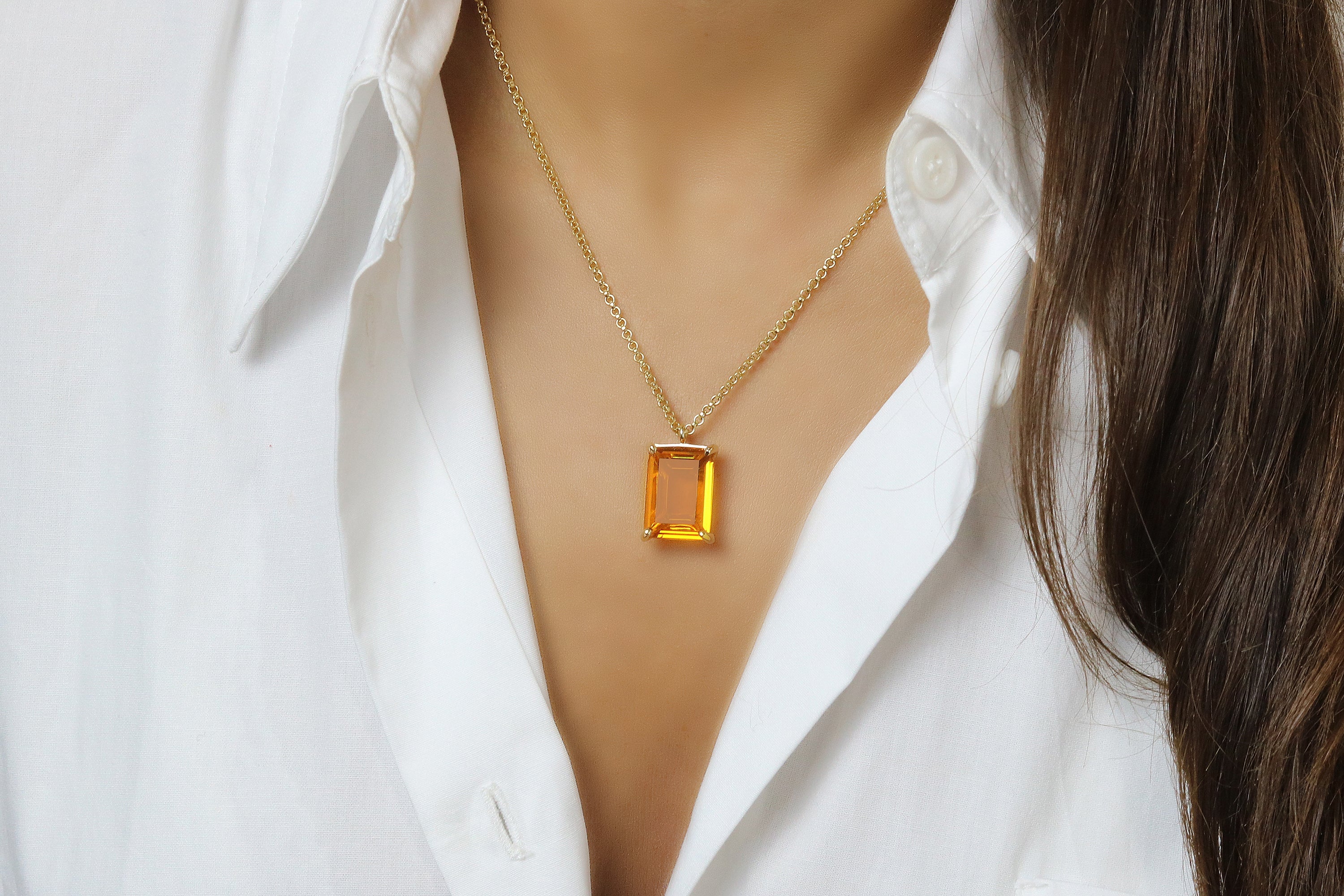 Elegant Citrine Gold Necklace necklaces Anemone Jewelry