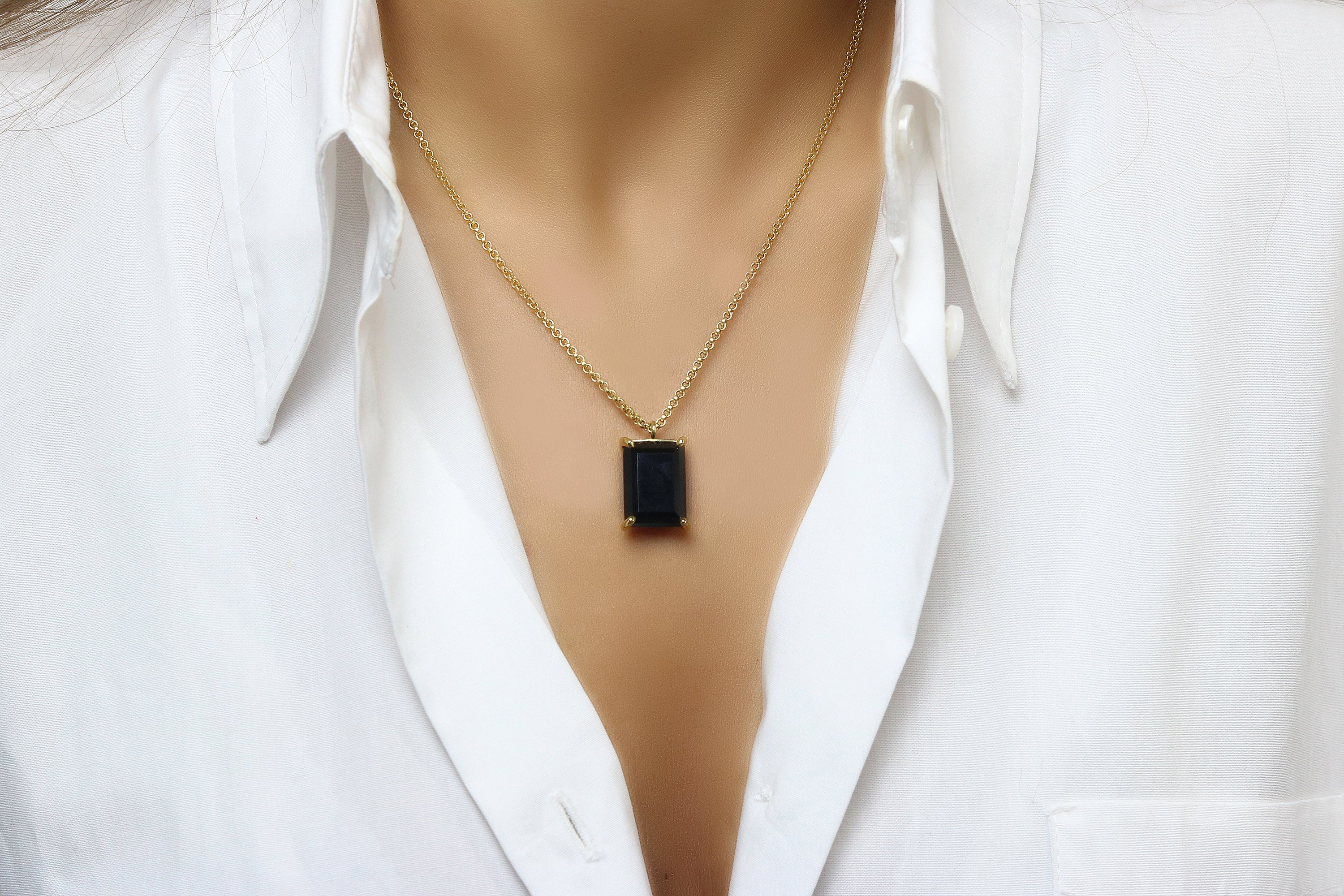 14k Custom Necklace with Black Onyx necklaces Anemone Jewelry