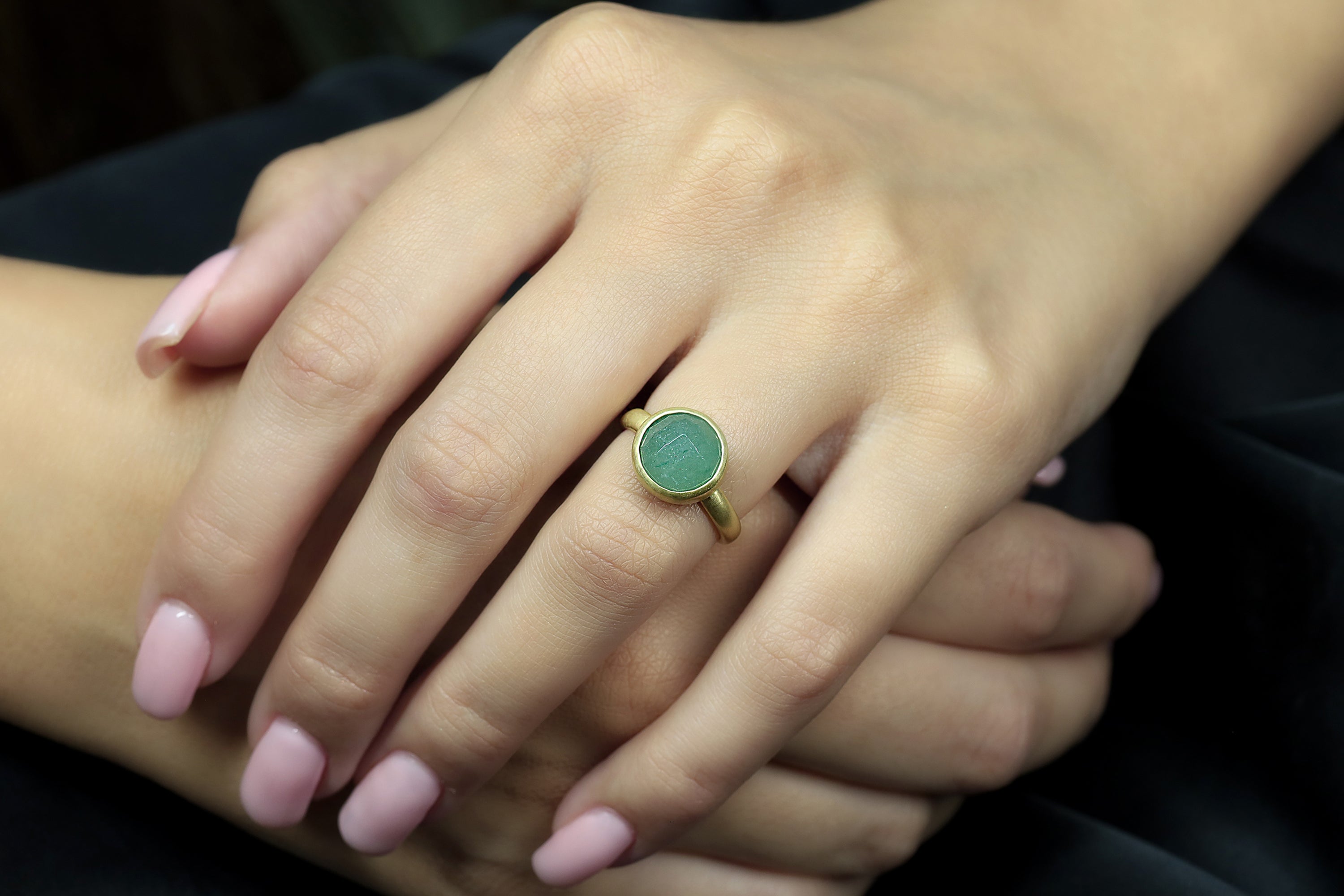 10mm Green Aventurine Round Gold Ring Rings Anemone Limited