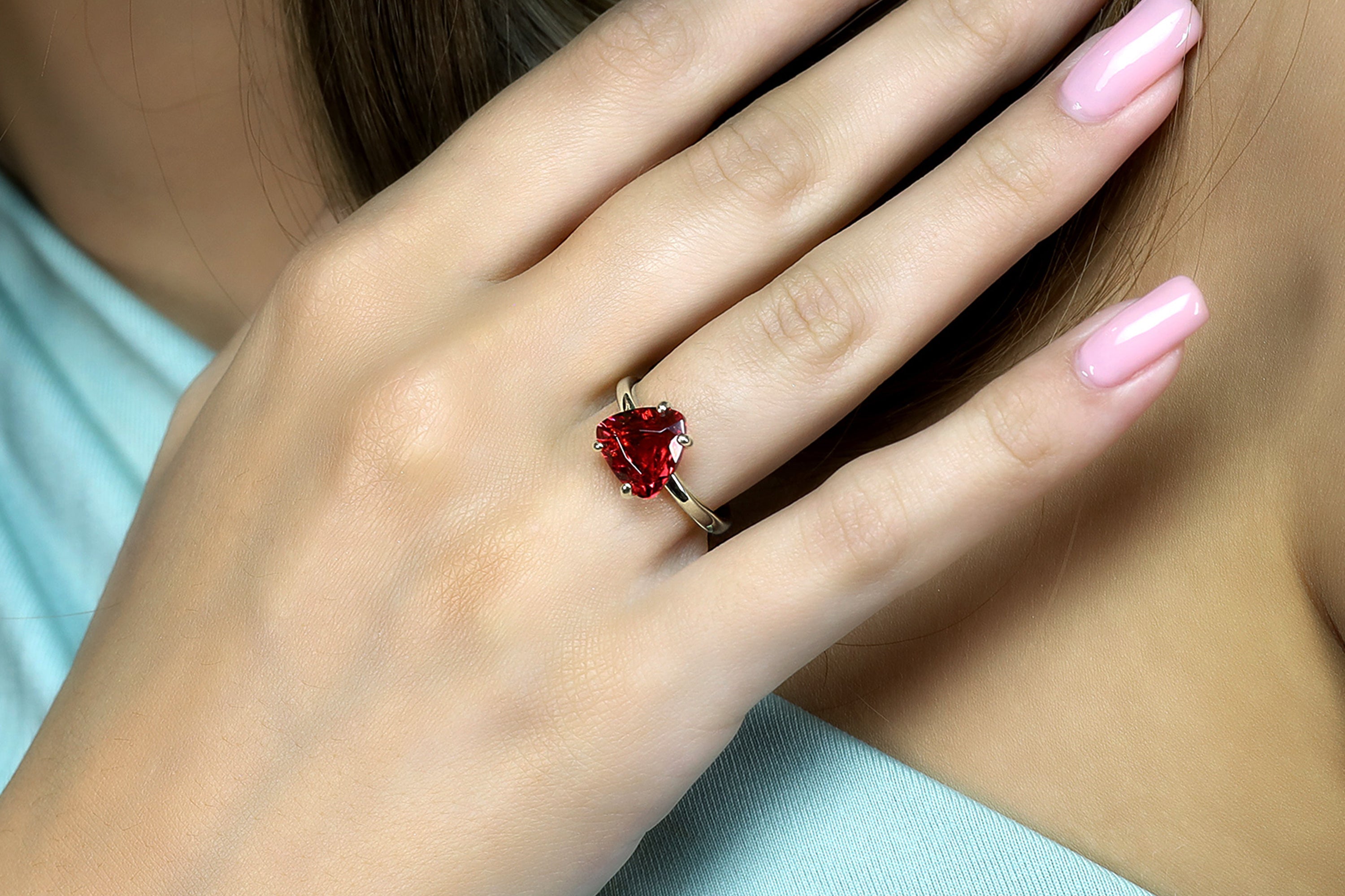 Trillion Cut Pink Tourmaline Gold Ring Rings Anemone Unique