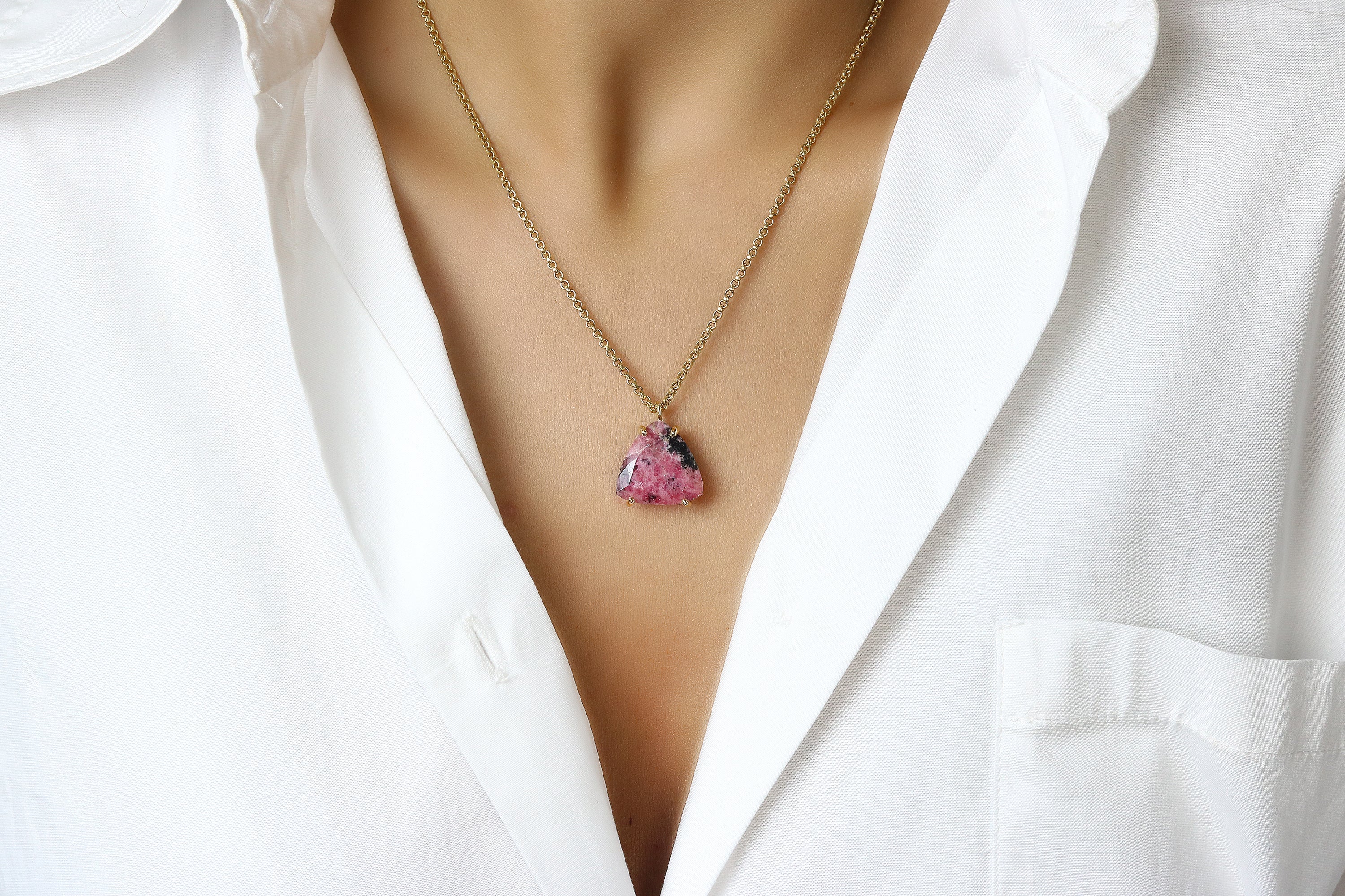 14k Gold Jewelry Rhodonite Necklace necklaces Anemone Jewelry