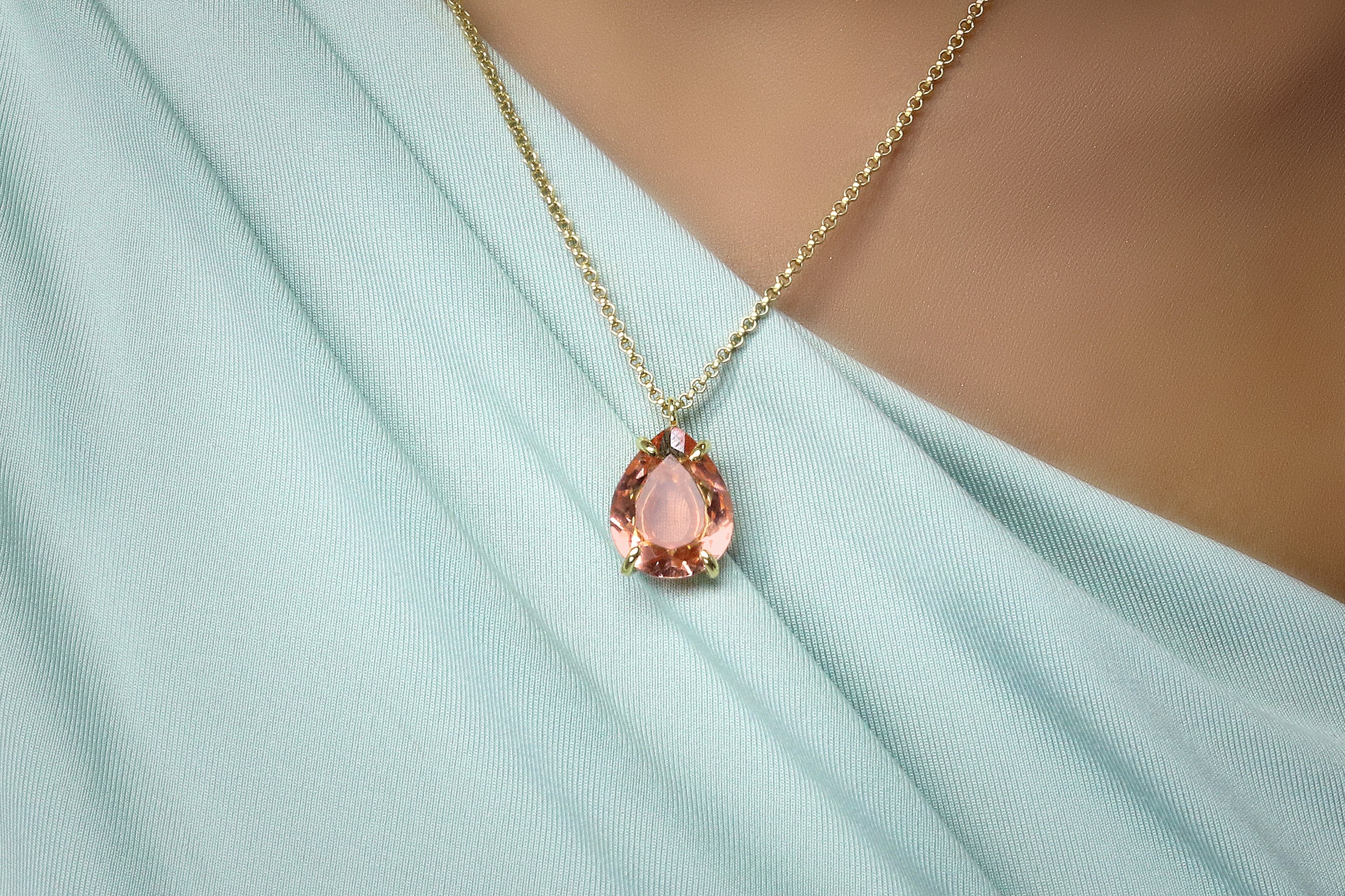 Brilliant Pear Pendant Morganite Gold Necklace necklaces Anemone Jewelry