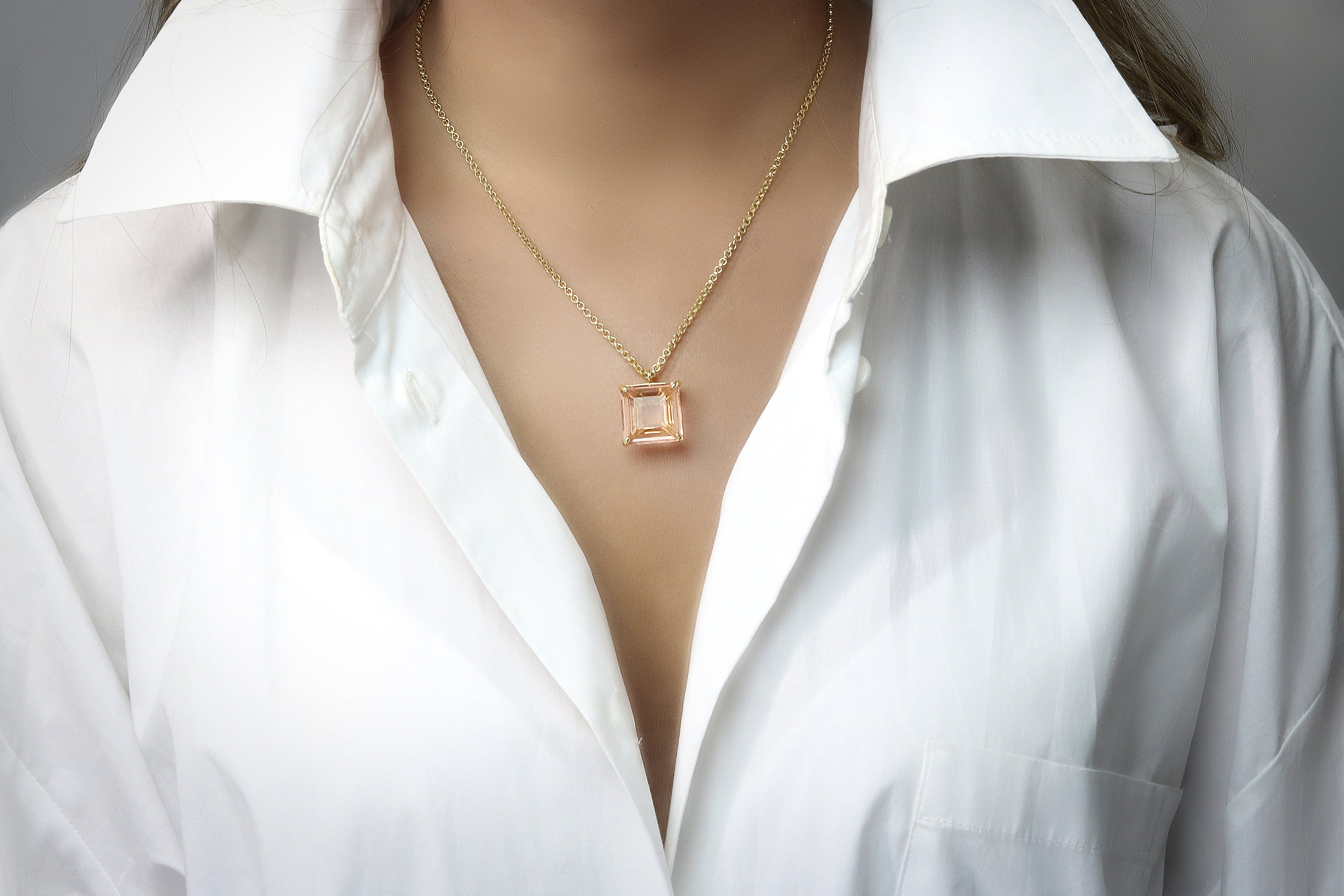 Brilliant Morganite Necklace in Gold necklaces Anemone Jewelry