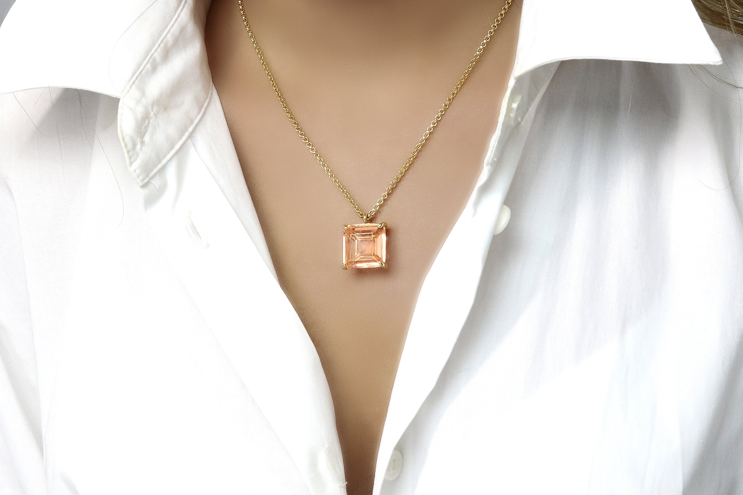 Brilliant Morganite Necklace in Gold necklaces Anemone Jewelry