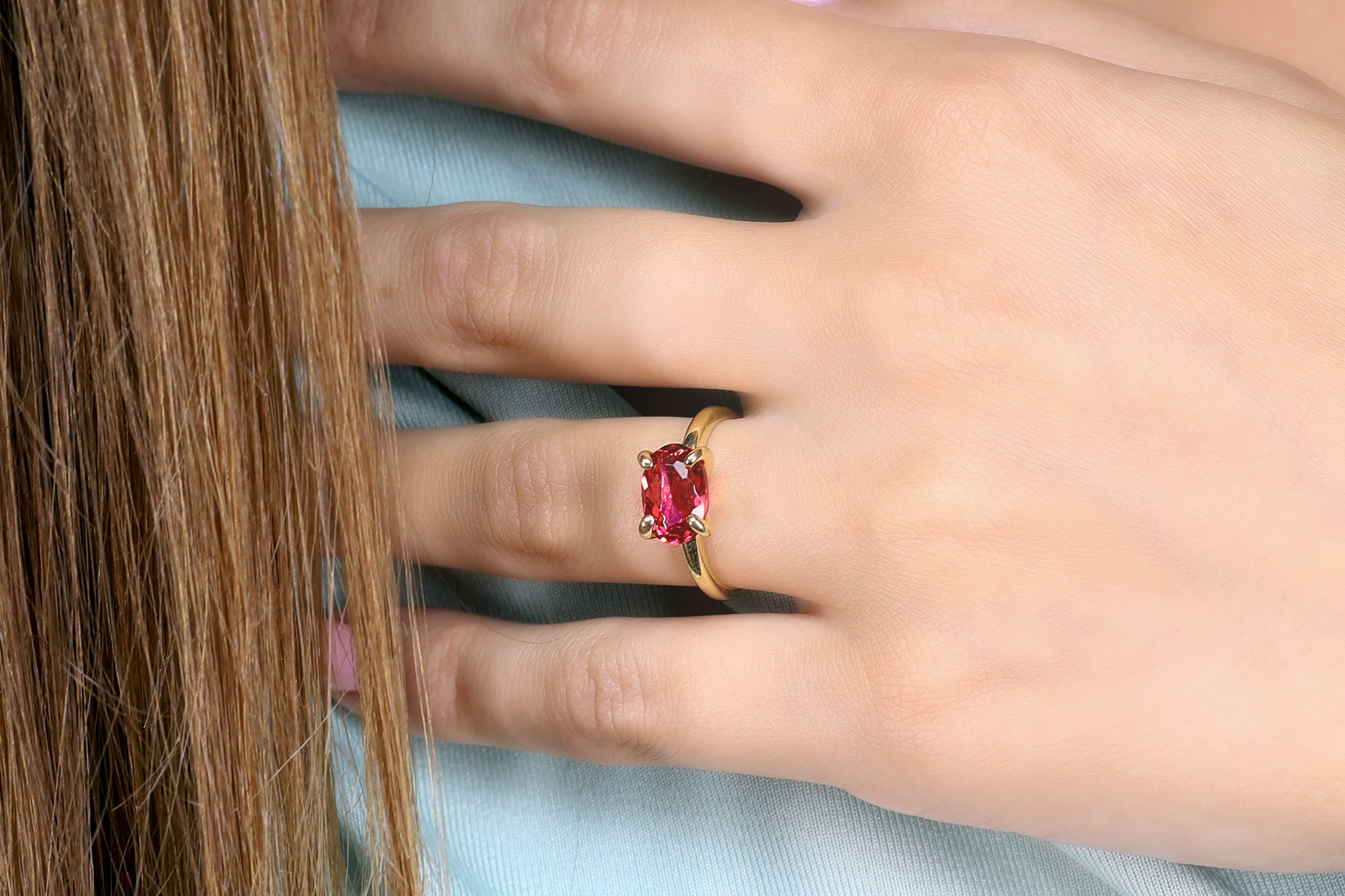 Pink Tourmaline Oval Gemstone Gold Ring Rings Anemone Unique