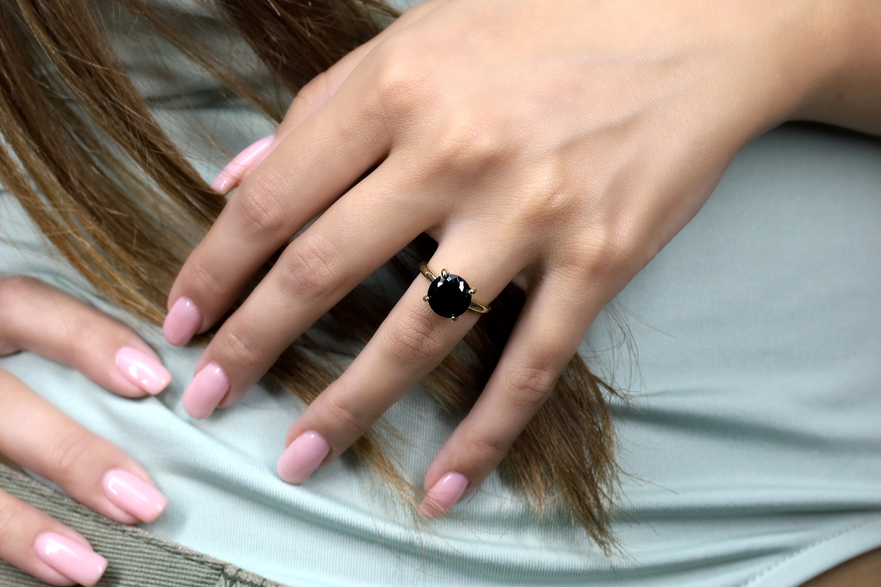 925 Sterling Silver Onyx Ring for Women Rings Anemone Unique