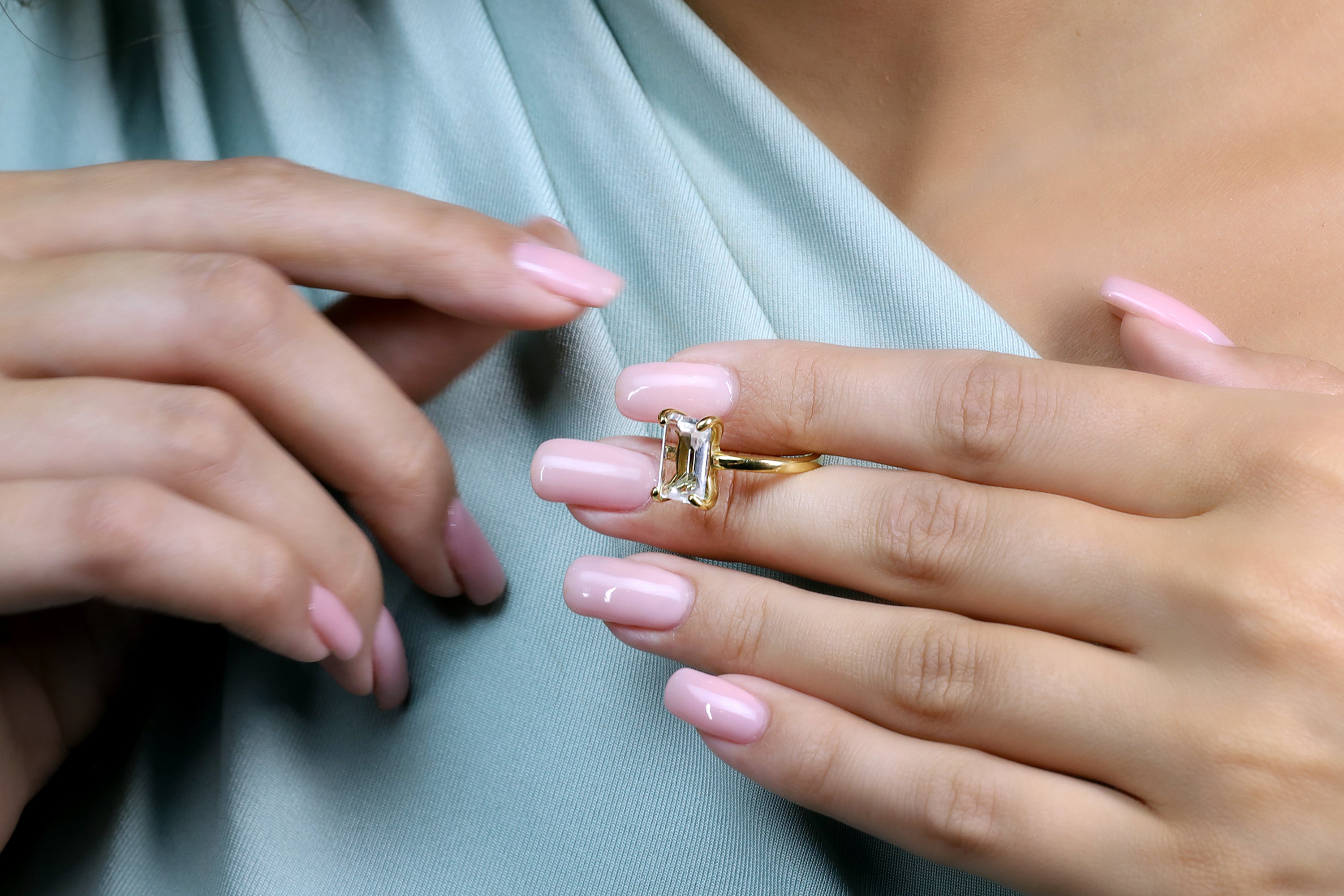 Clear Quartz Ring in 14k Rose Gold Rings Anemone Unique