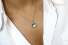 Square Labradorite Pendant Gold Necklace necklaces Anemone Jewelry