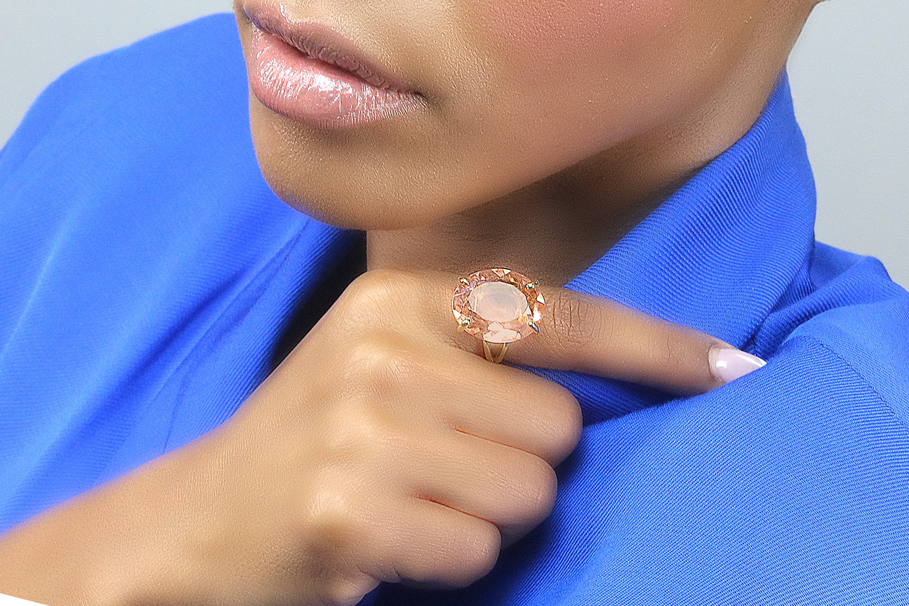 Oval Morganite Gemstone 14k Gold Ring Rings Anemone Jewelry