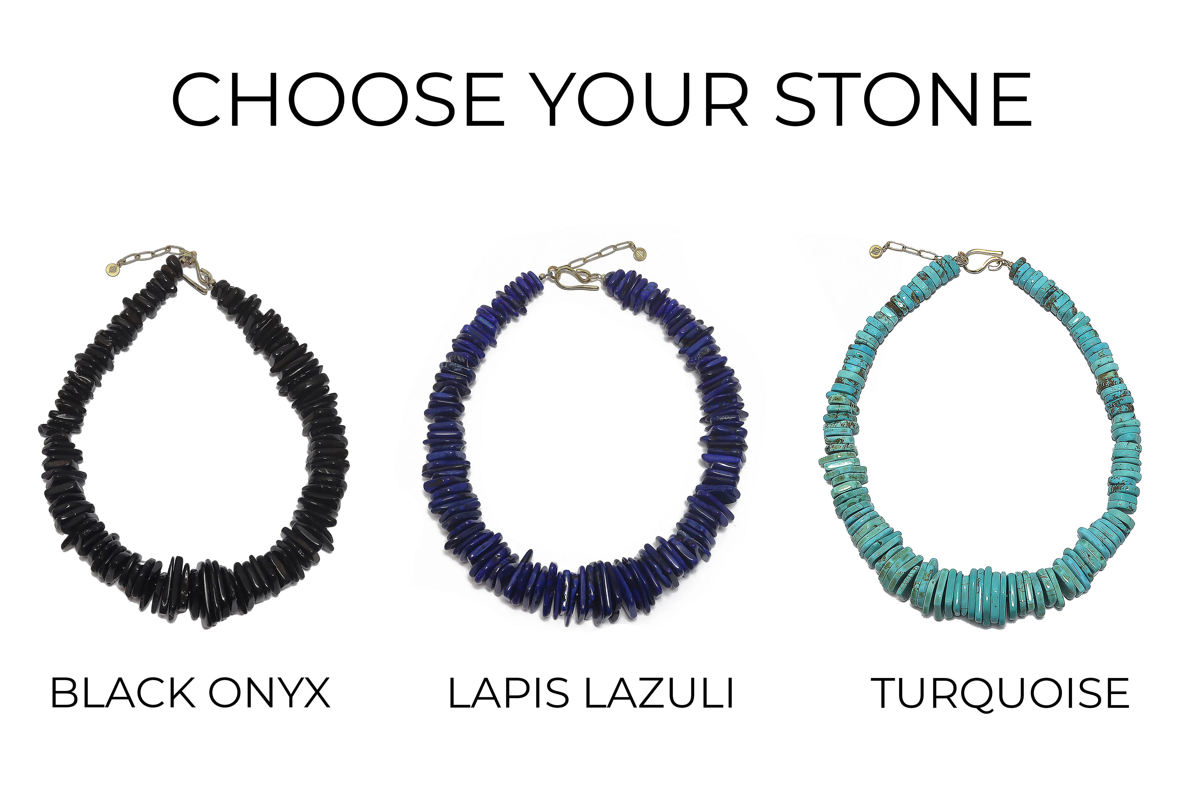 Turquoise Slices Beaded Gold Necklace necklaces Anemone Jewelry