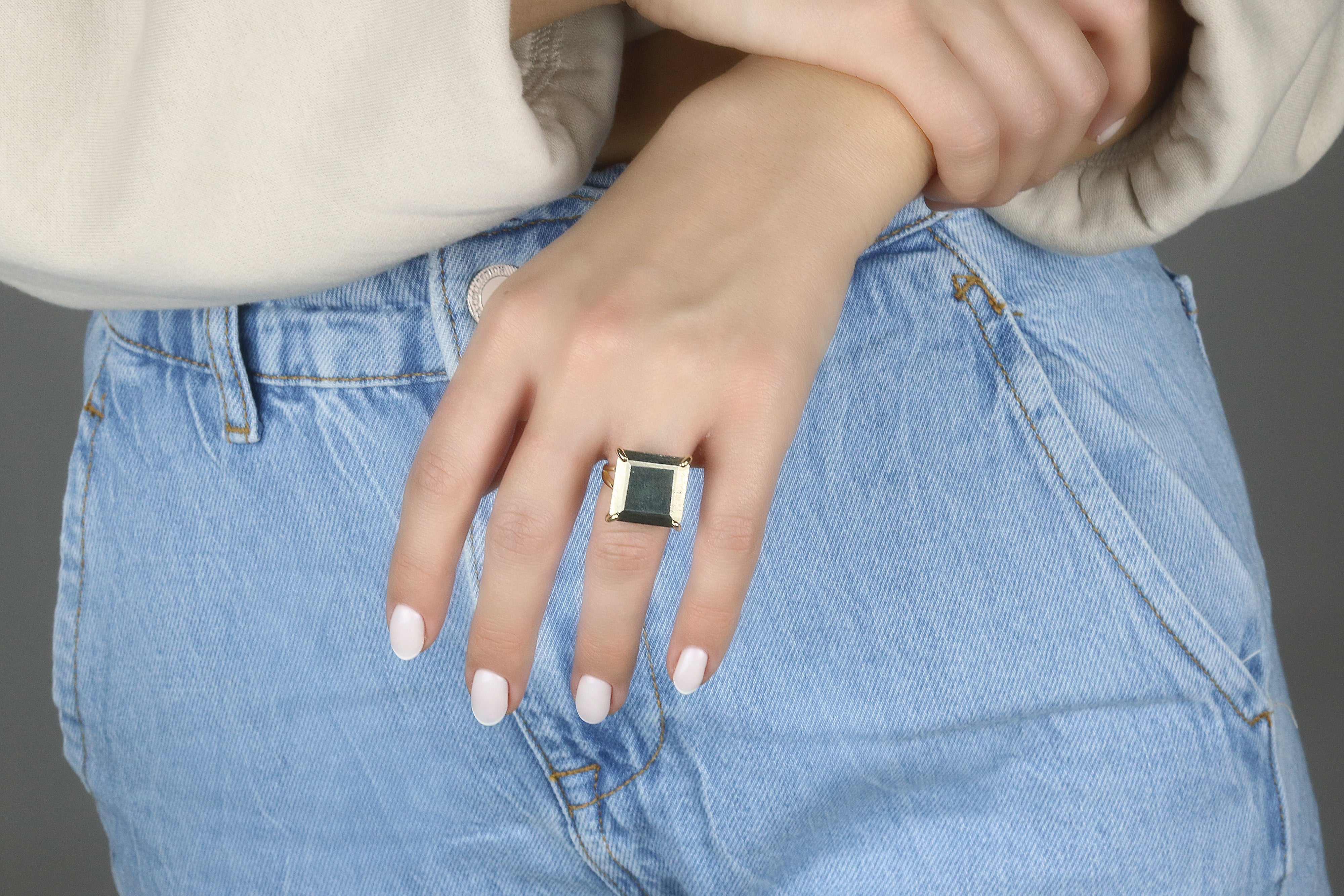 Statement Jewelry Natural Pyrite Sterling Silver Ring Rings Anemone Jewelry