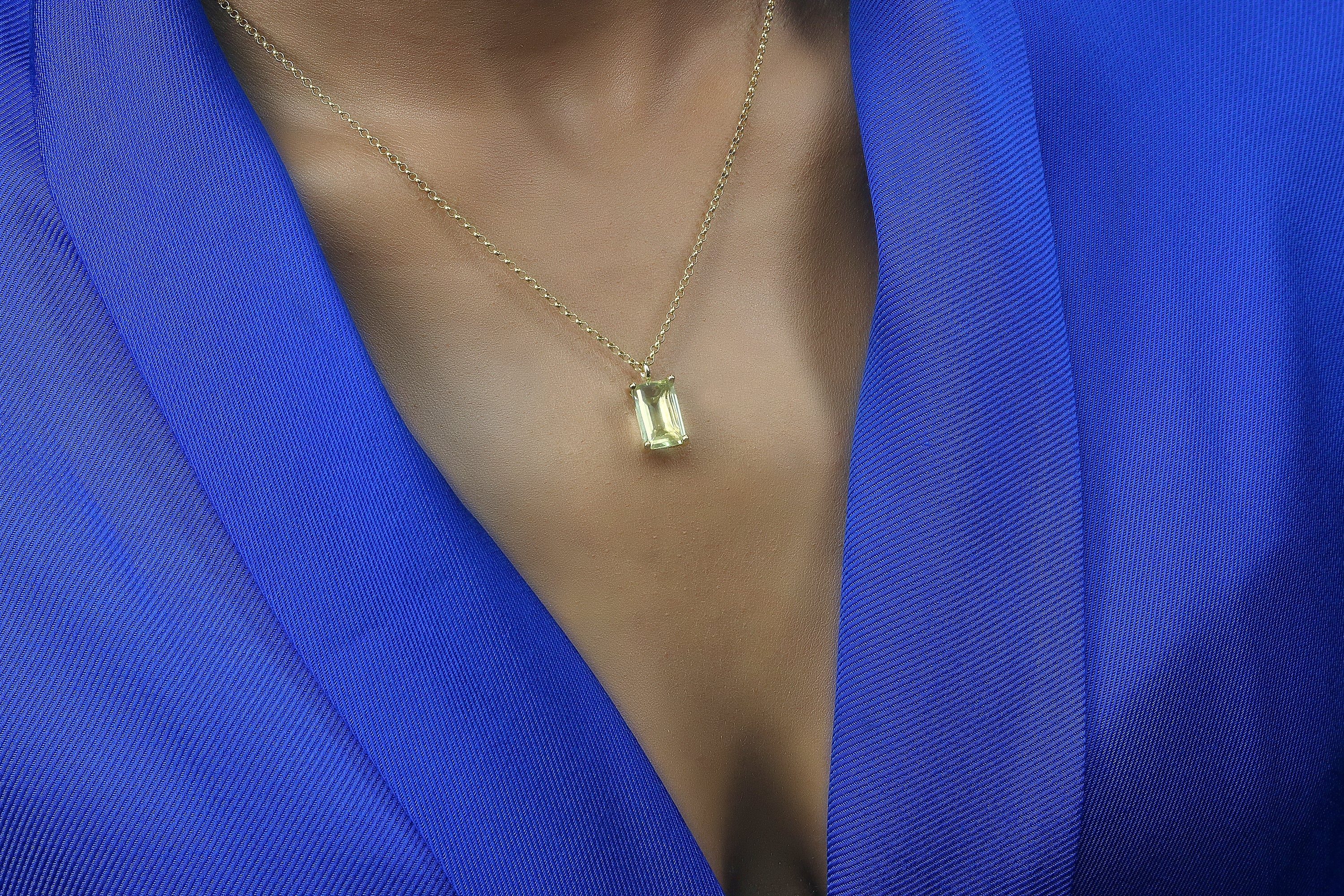 Dreamy Lemon Quartz Pendant Necklace in Gold necklaces Anemone Unique