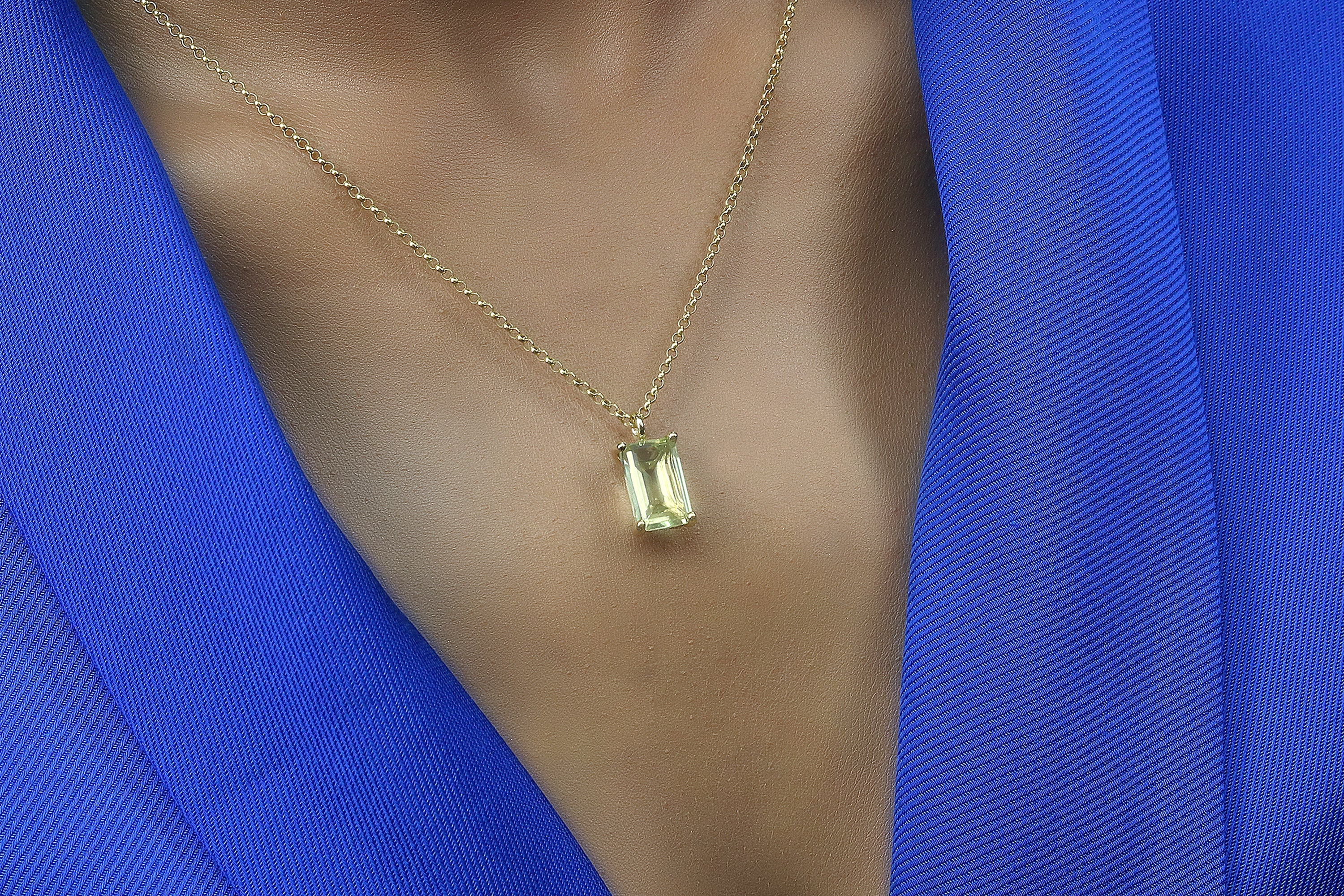 Dreamy Lemon Quartz Pendant Necklace in Gold necklaces Anemone Unique