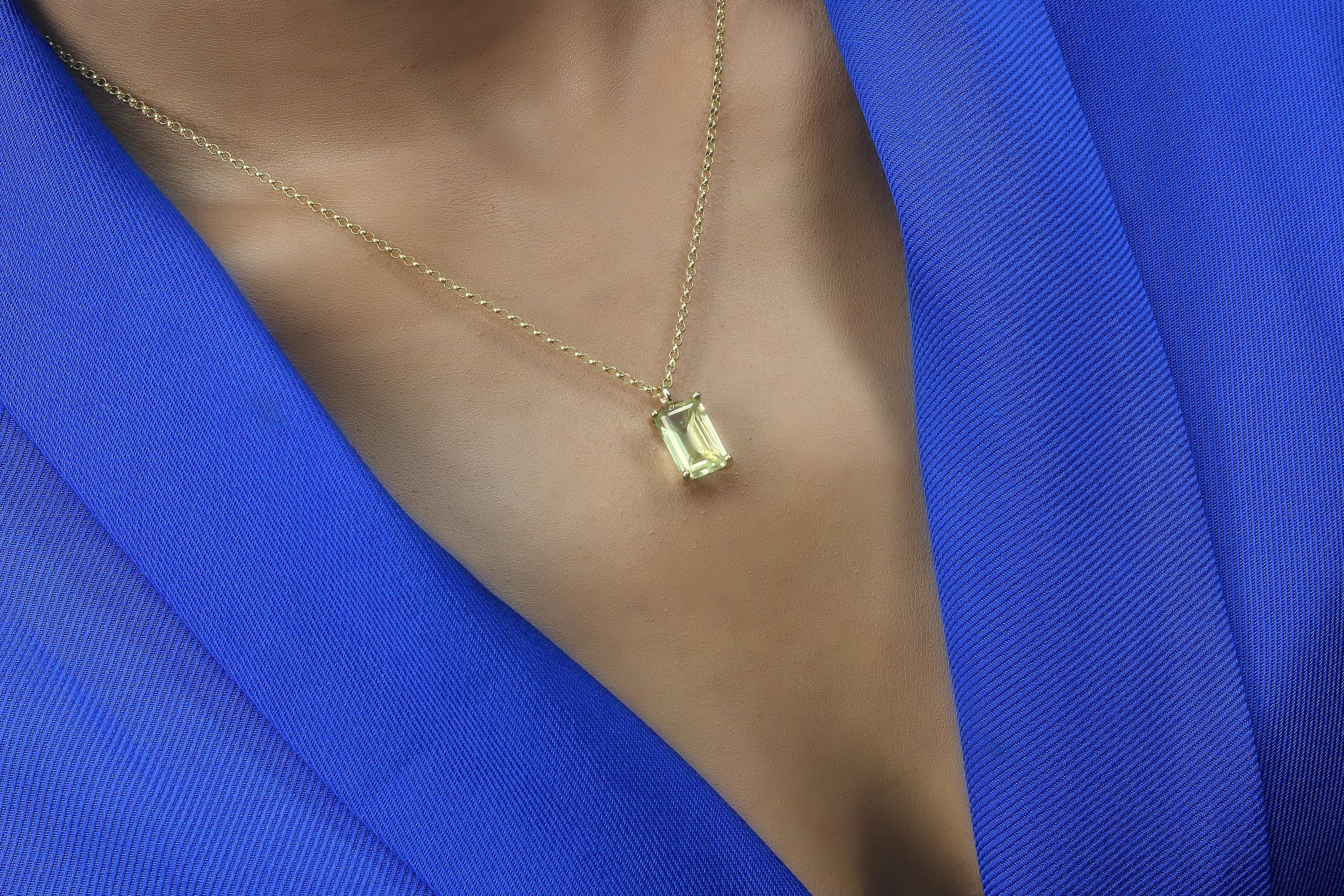 Dreamy Lemon Quartz Pendant Necklace in Gold necklaces Anemone Unique