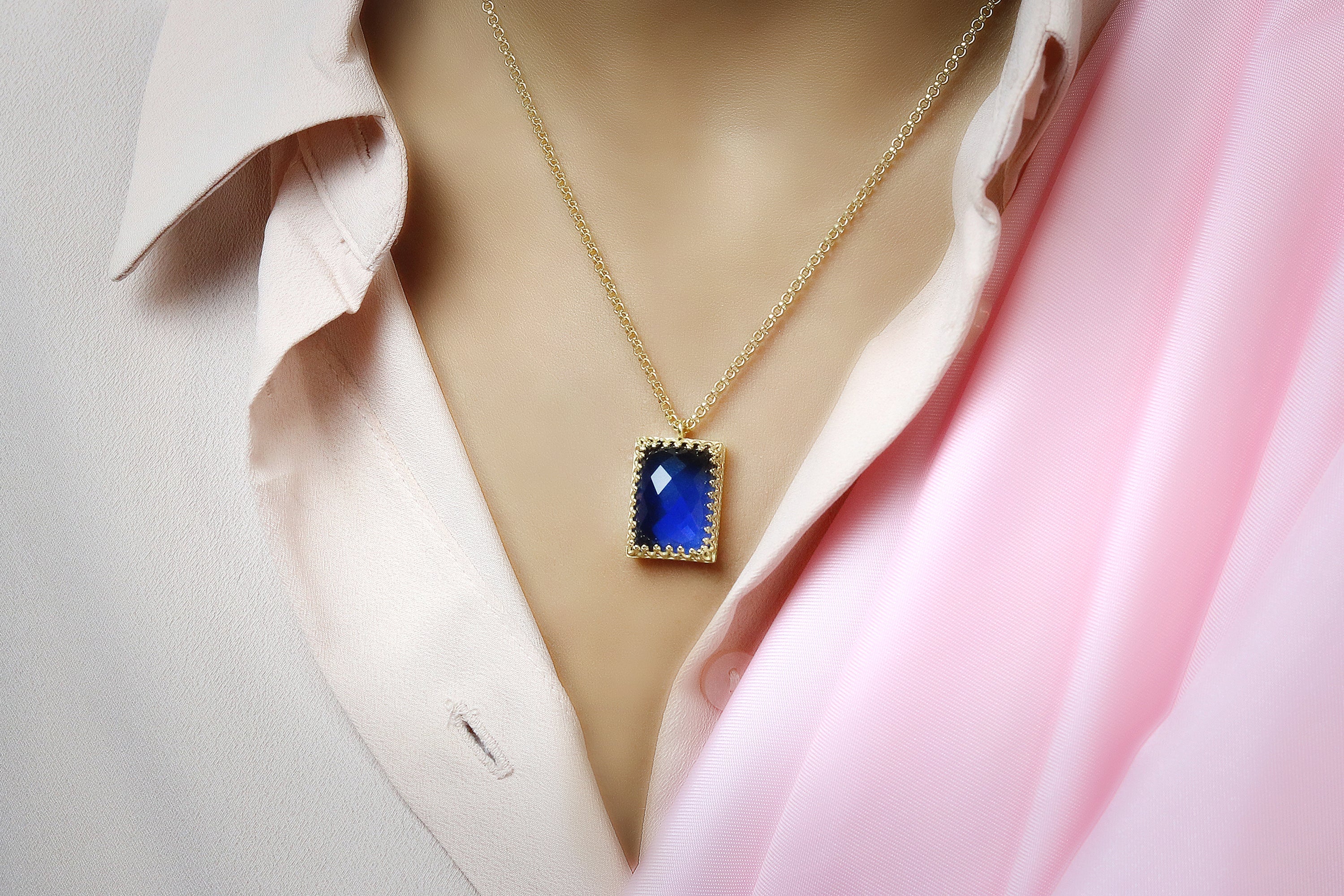 Exquisite Customizable Sapphire Gold Necklace necklaces Anemone Jewelry