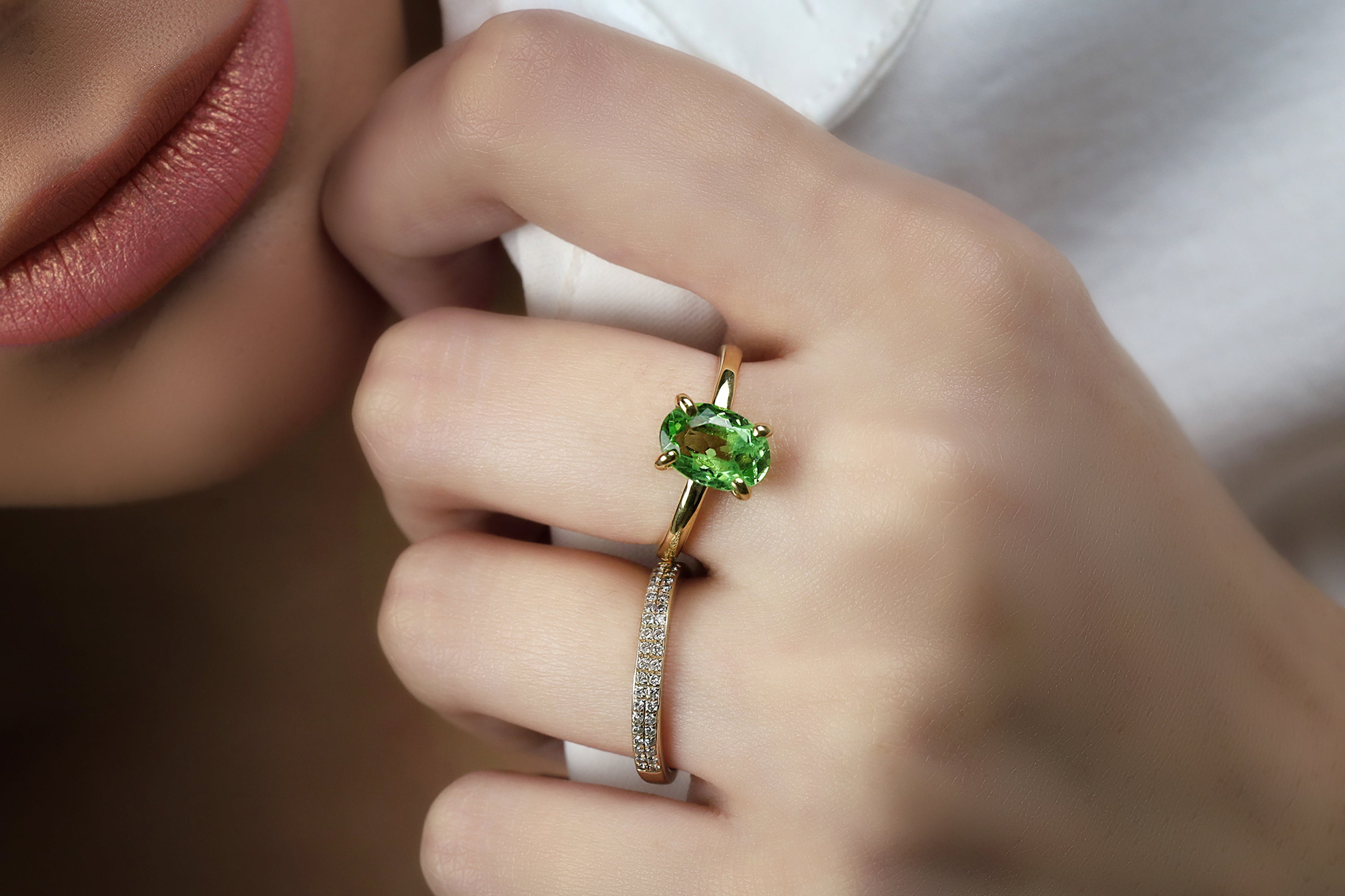 Sterling Silver Green Tourmaline Oval Ring Rings Anemone Unique