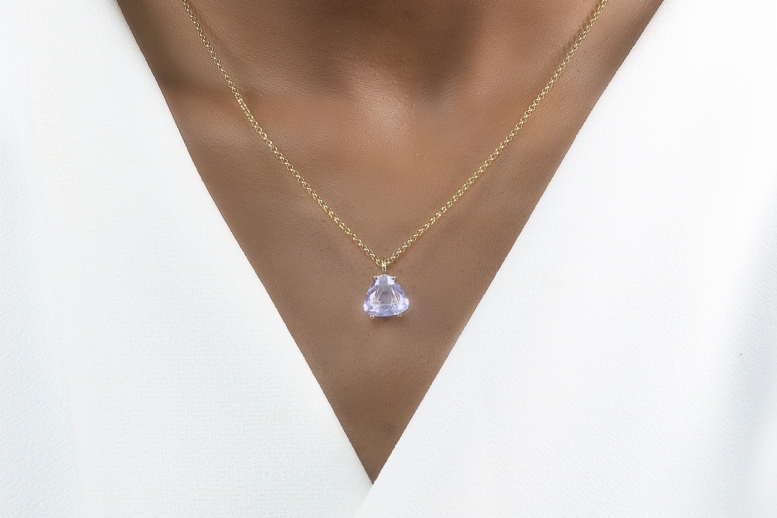 Delicate Triangle Tanzanite Necklace in Gold necklaces Anemone Unique